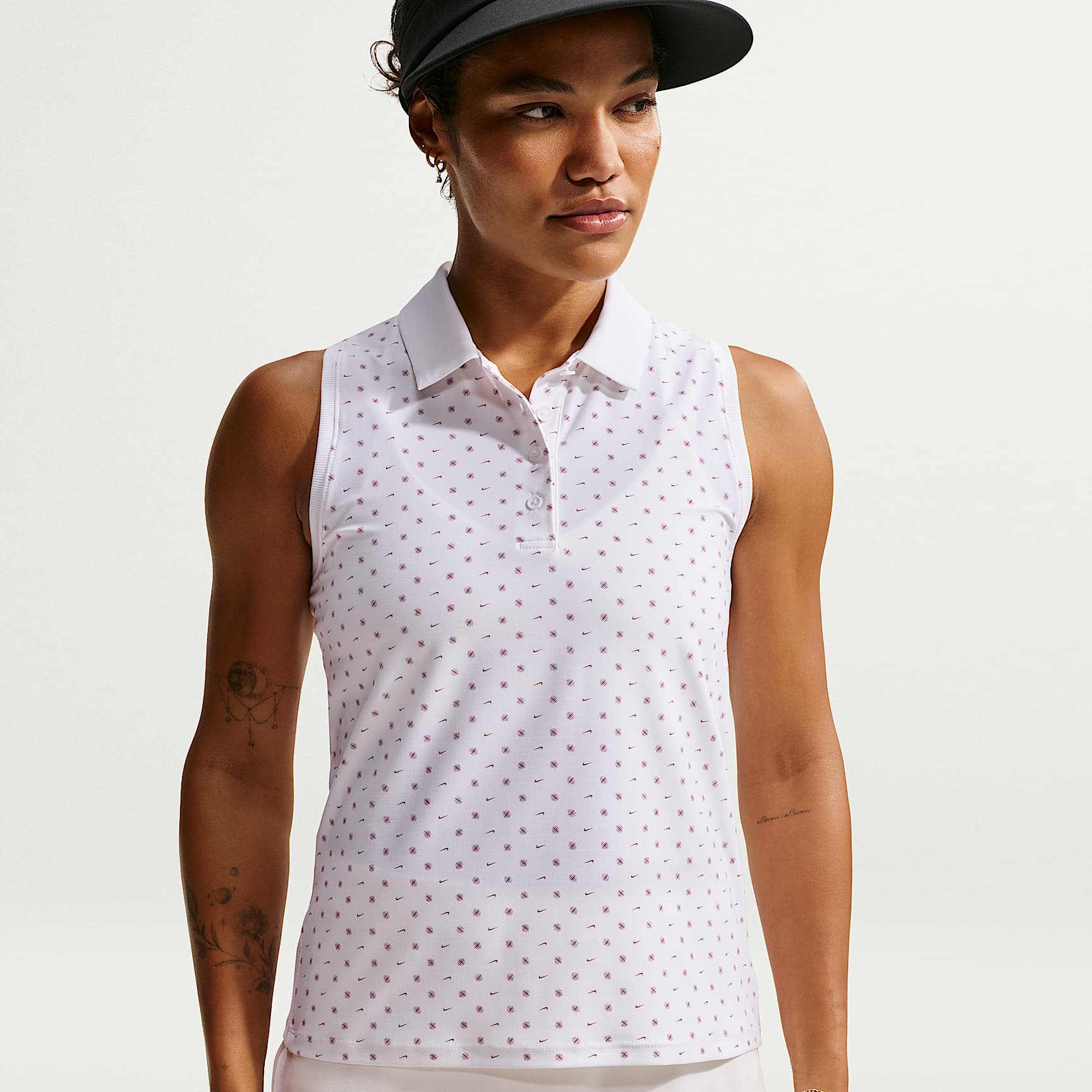 Nike Victory Dri-FIT-golfpolo uden ærmer med print til kvinder