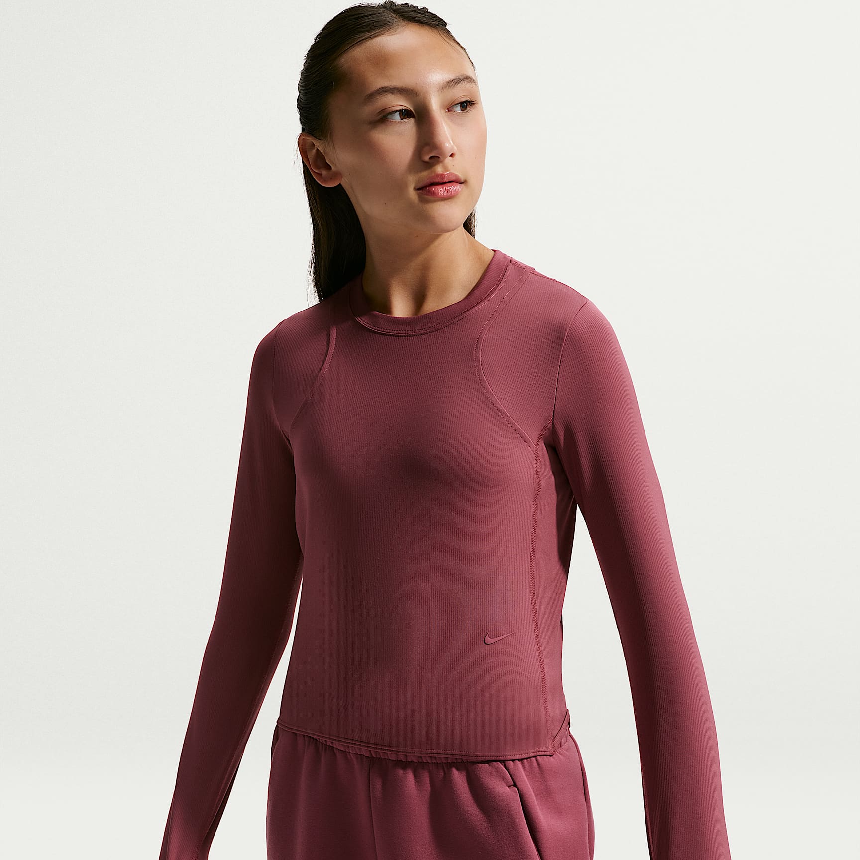 Nike MAVN Girls' Dri-FIT Ribbed Long-Sleeve Top