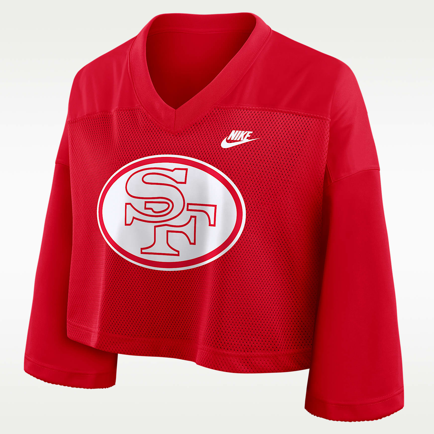 Jersey cropped Nike Dri-FIT de la NFL para mujer San Francisco 49ers Rewind Fashion