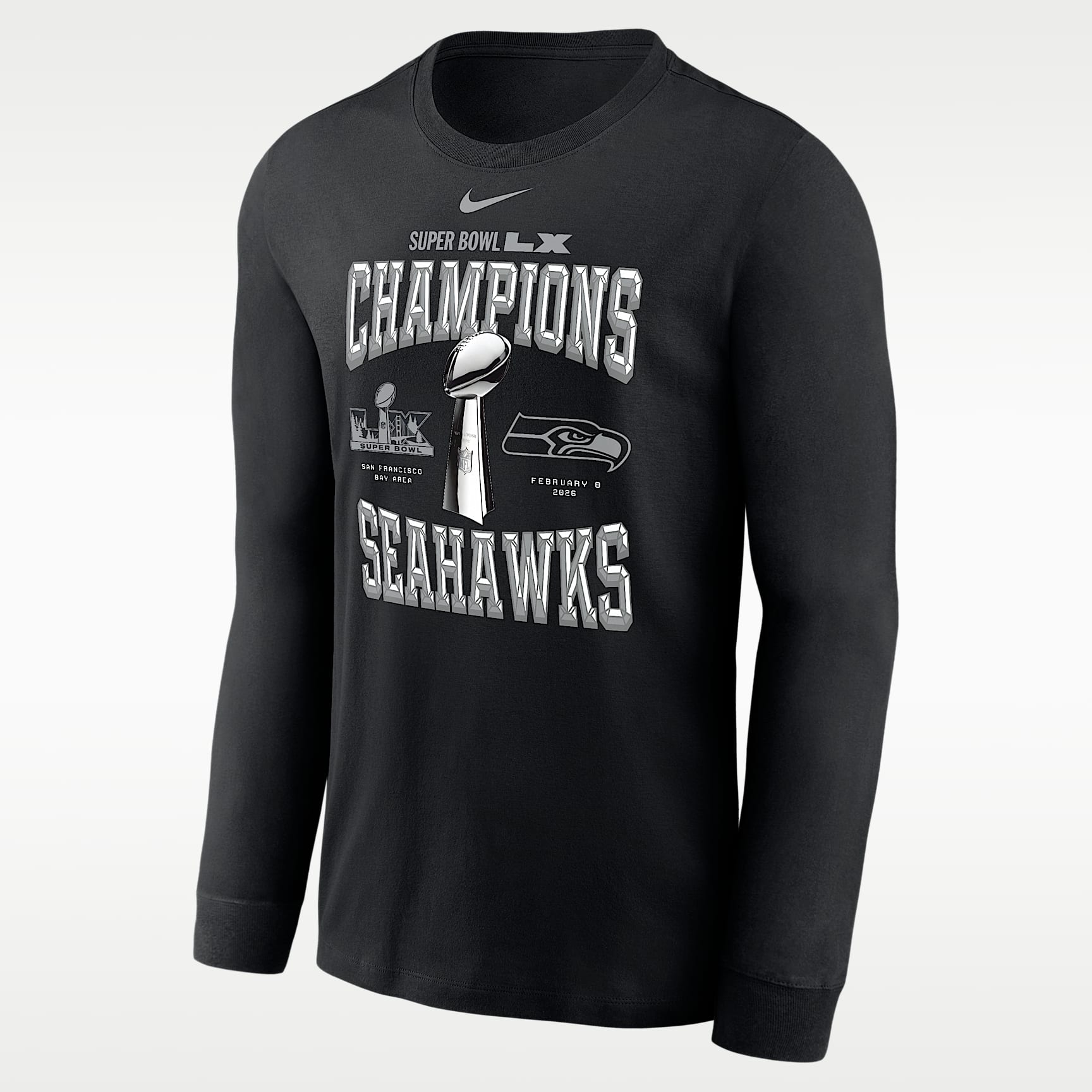 Seattle Seahawks Super Bowl LX Champions Trophy Collection Men's Nike NFL Long-Sleeve T-Shirt