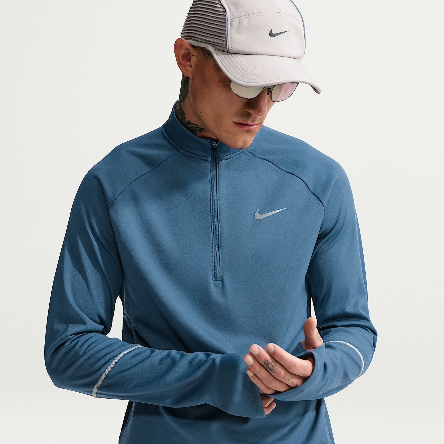 Camisola de running com fecho até meio a postos para o inverno Nike Miler Therma-FIT para homem