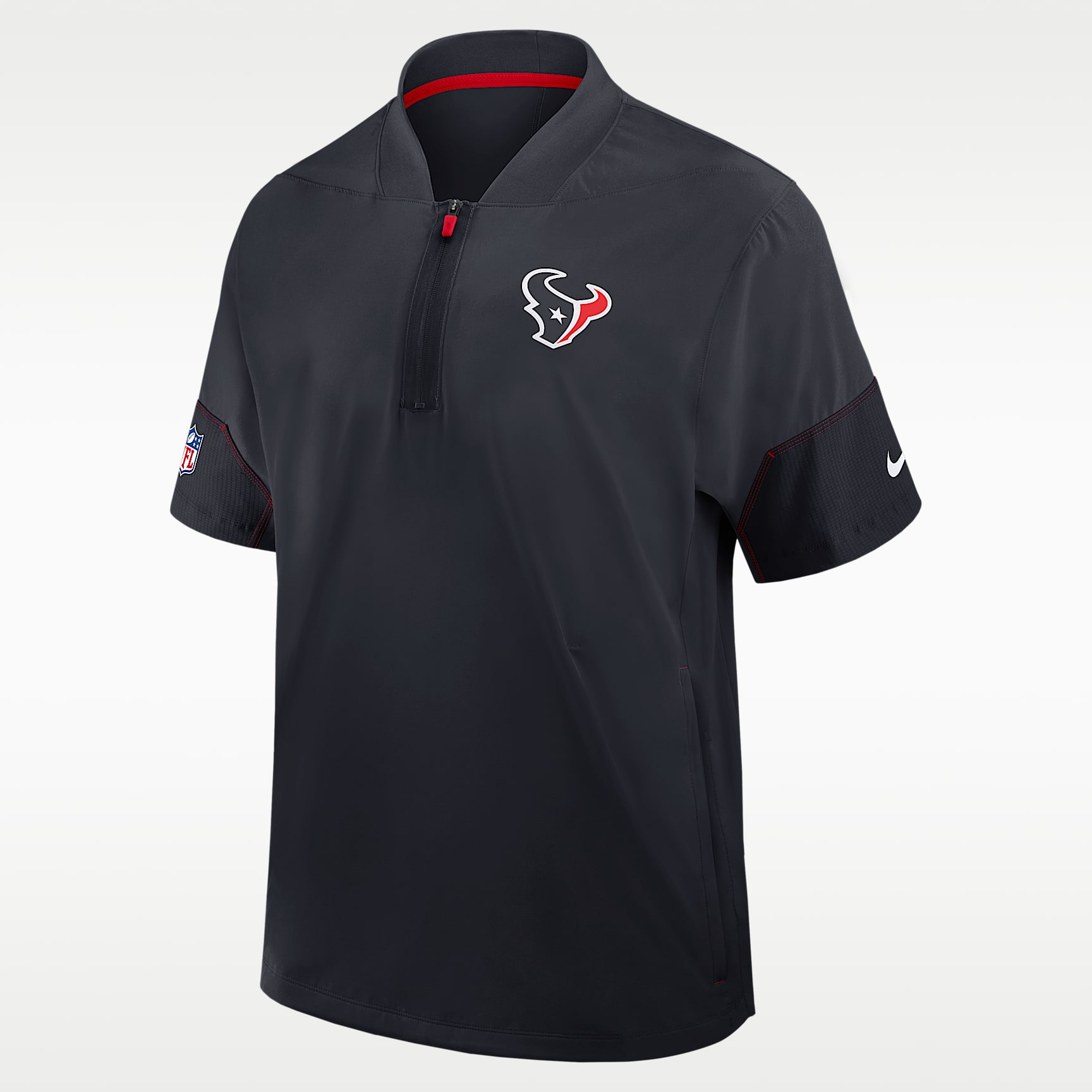 Chamarra de manga corta Nike de la NFL con gorro y medio cierre para hombre Houston Texans Sideline Coach