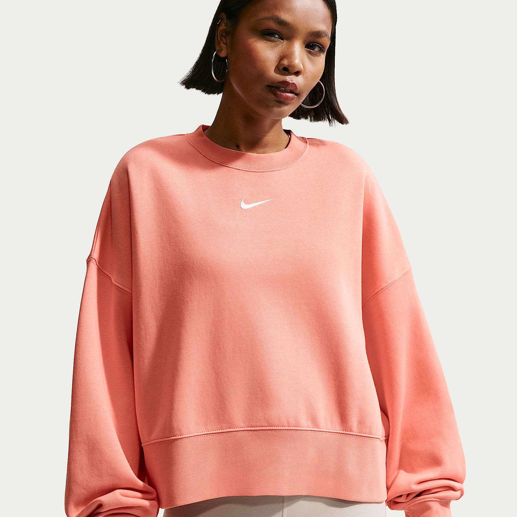Sudadera de cuello redondo de tejido Fleece oversized para mujer Nike Sportswear Collection Essentials
