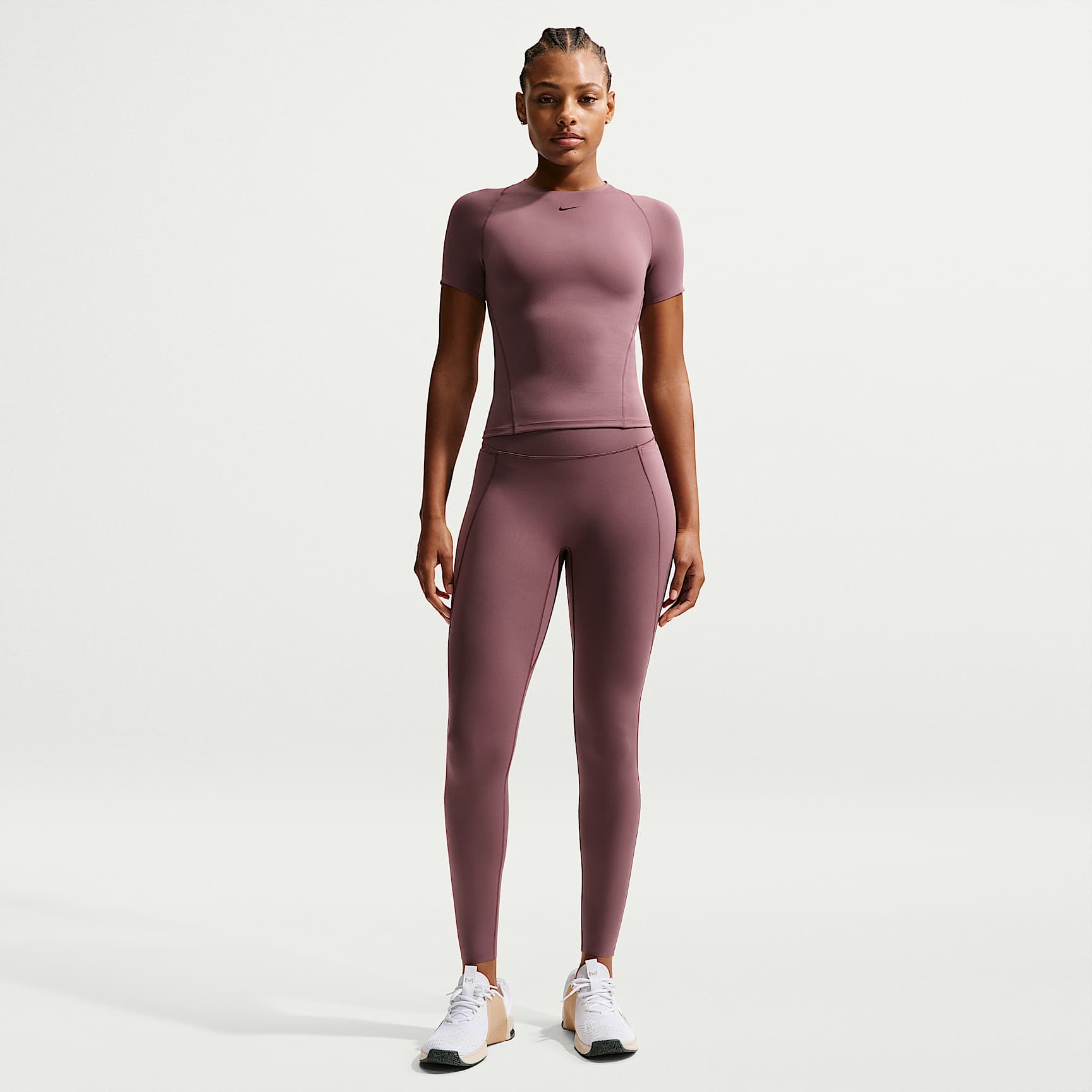 Leggings de cintura alta sin costura delantera de largo completo para mujer Nike Universa