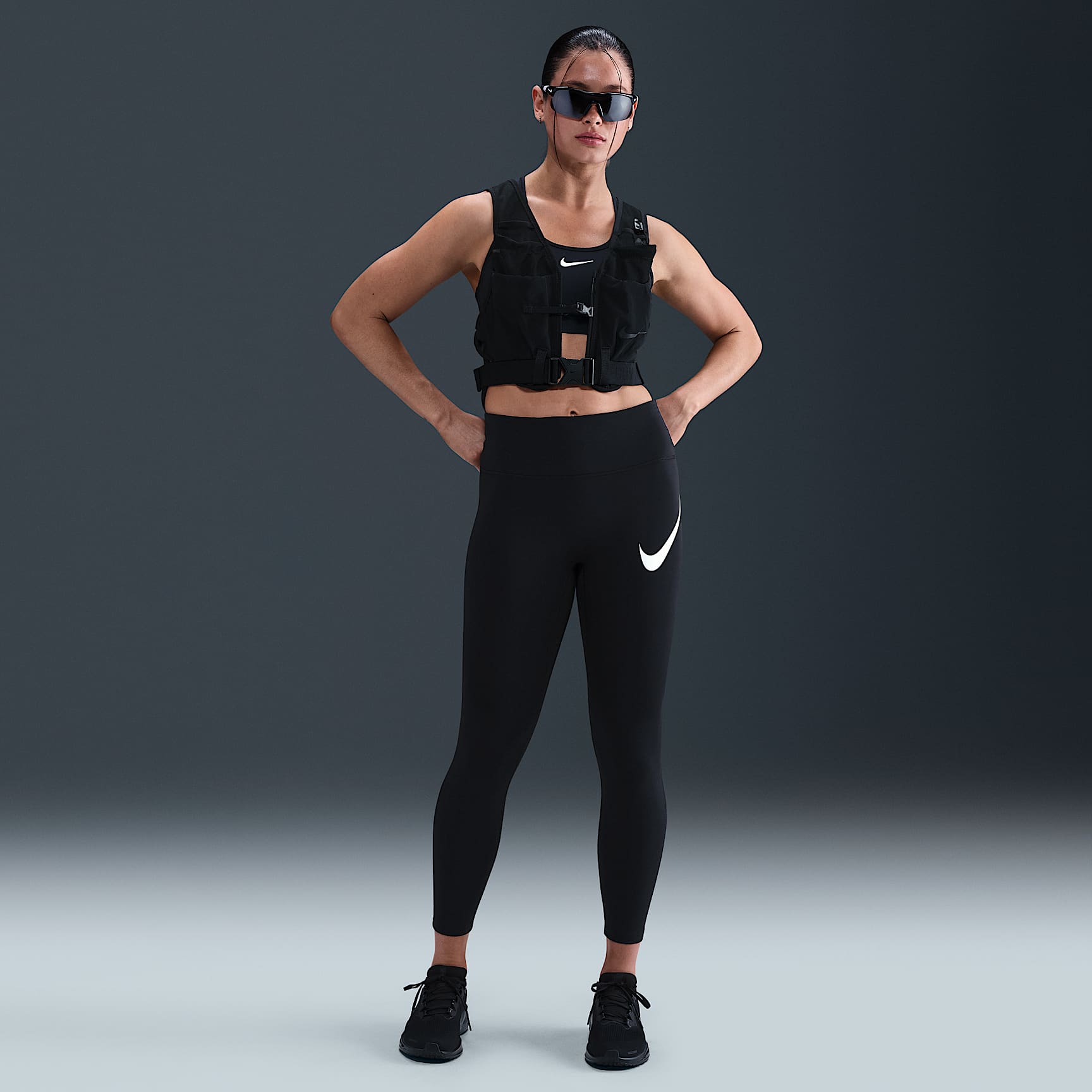 Nike Tempo Swoosh Run 7/8-Lauf-Leggings mit hohem Taillenbund (Damen)