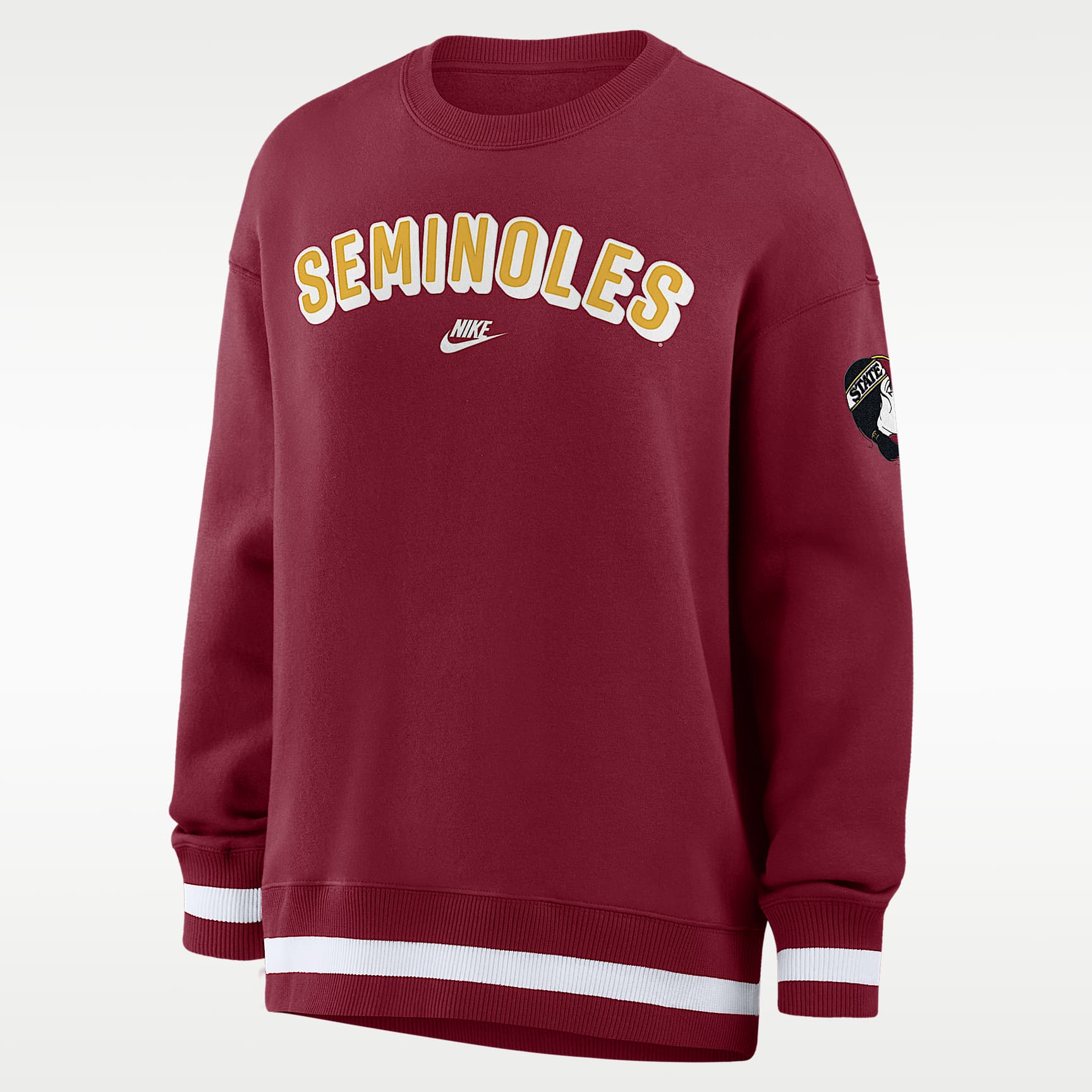 Sudadera de cuello redondo sin cierre oversized universitaria Nike para mujer Florida State Legacy Phoenix