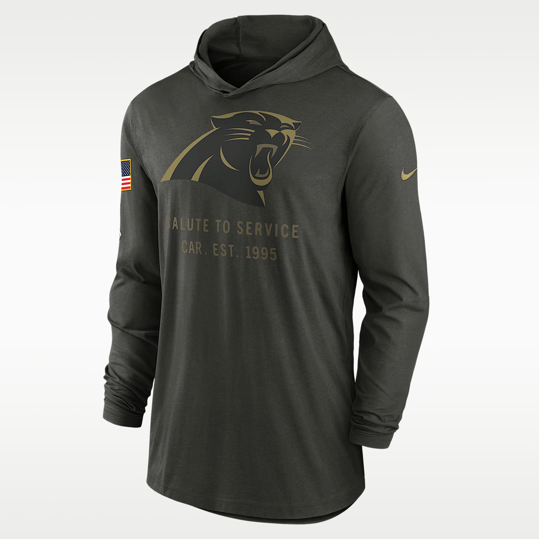 Carolina Panthers Salute to Service Sideline Men’s Nike Dri-FIT NFL Long-Sleeve Hooded Top