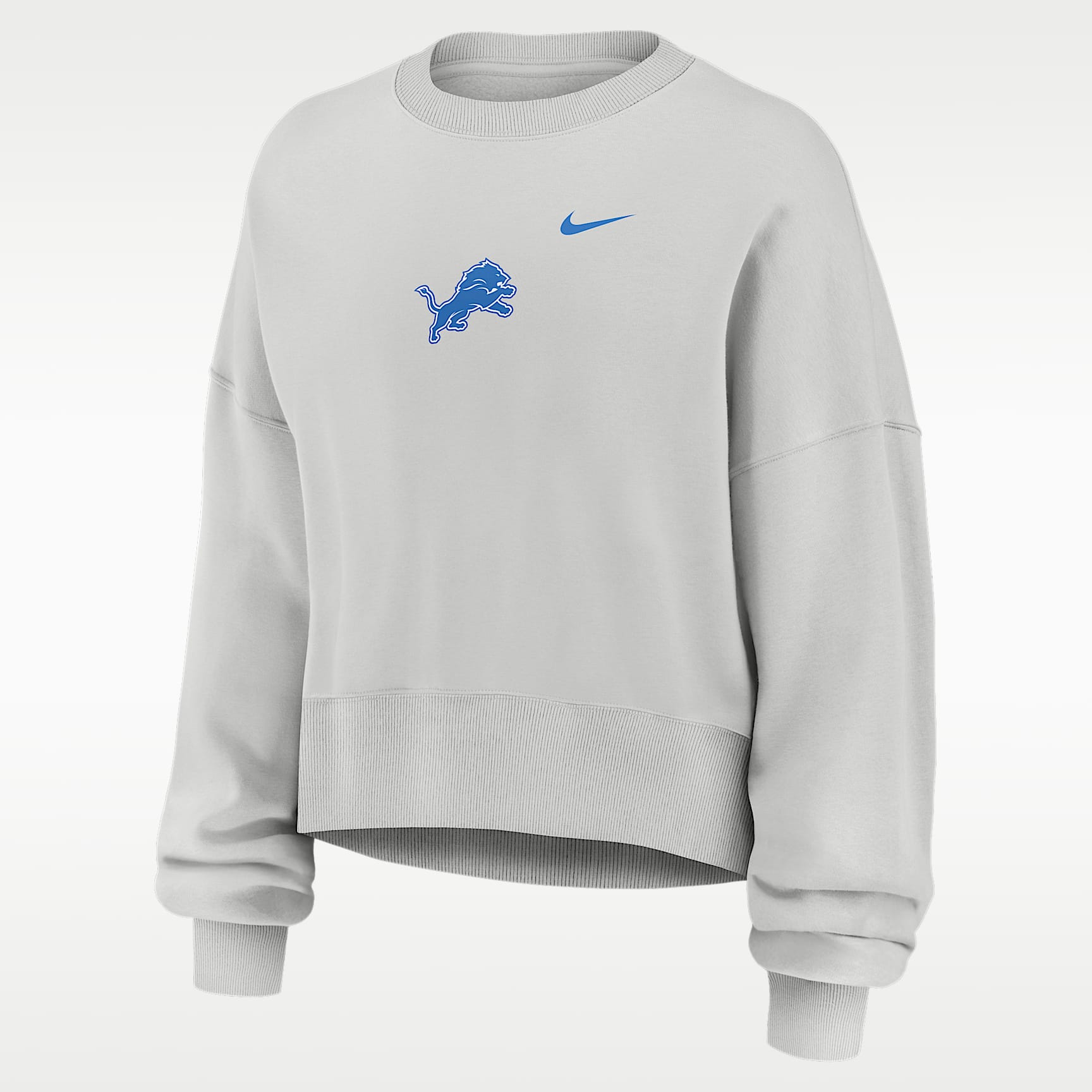 Sudadera de cuello redondo sin cierre Nike de la NFL oversized para mujer Detroit Lions Primetime Phoenix