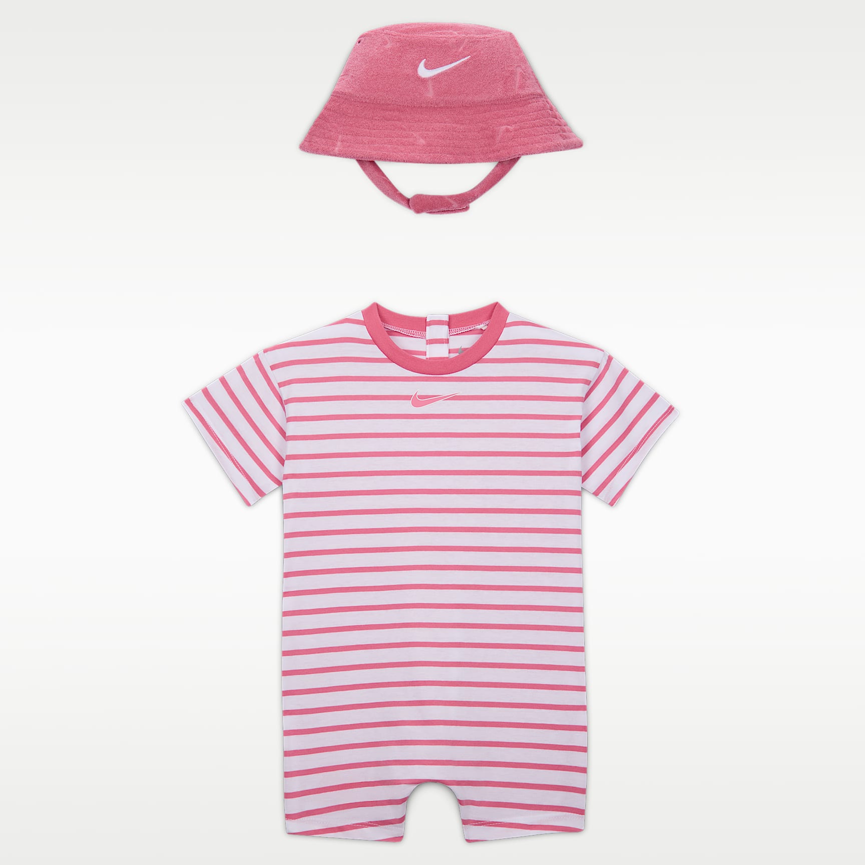 Nike ベビー ショートスリーブ ロンパー バケットハット付き