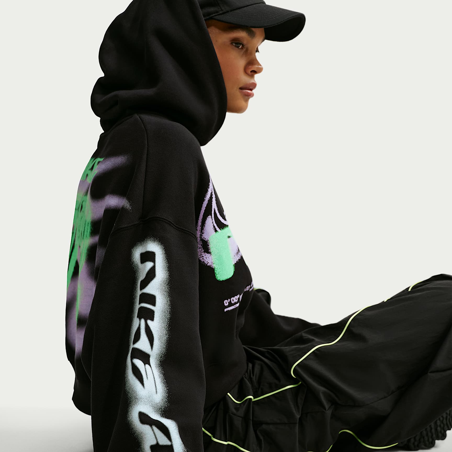Nike Studio Fleece Medium Weight Women's Cropped Oversized Pullover Hoodie