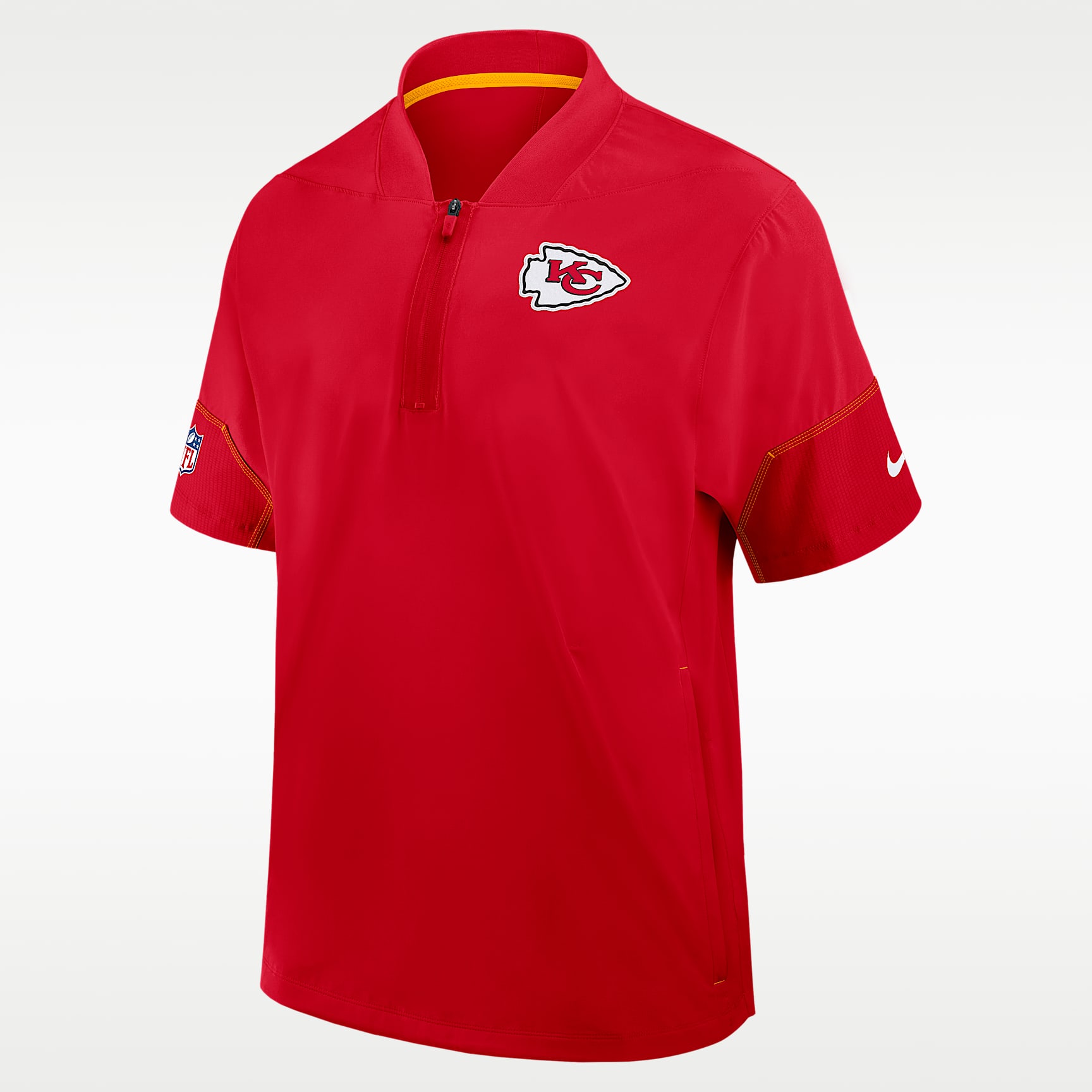 Kansas City Chiefs Sideline Coach Men's Nike NFL 1/2-Zip Short-Sleeve Hooded Jacket