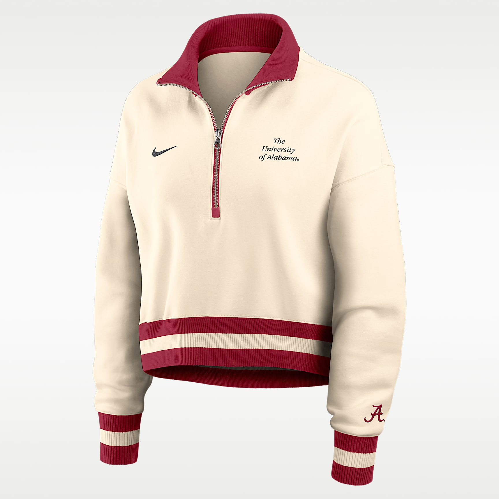 Alabama Legacy Women's Nike College Cropped 1/4-Zip Crew