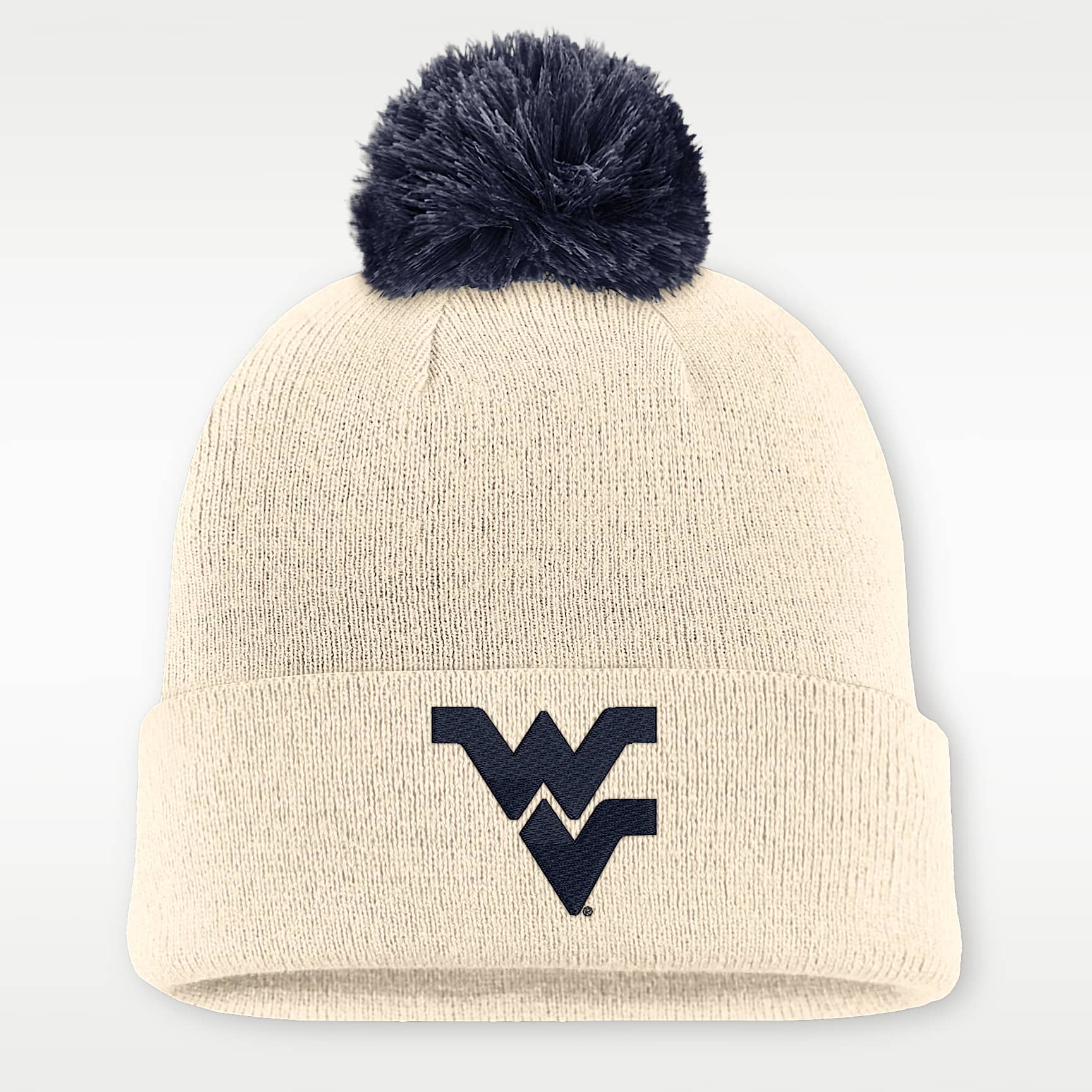 West Virginia Campus Prep Script Men's Nike College Cuffed Pom Beanie