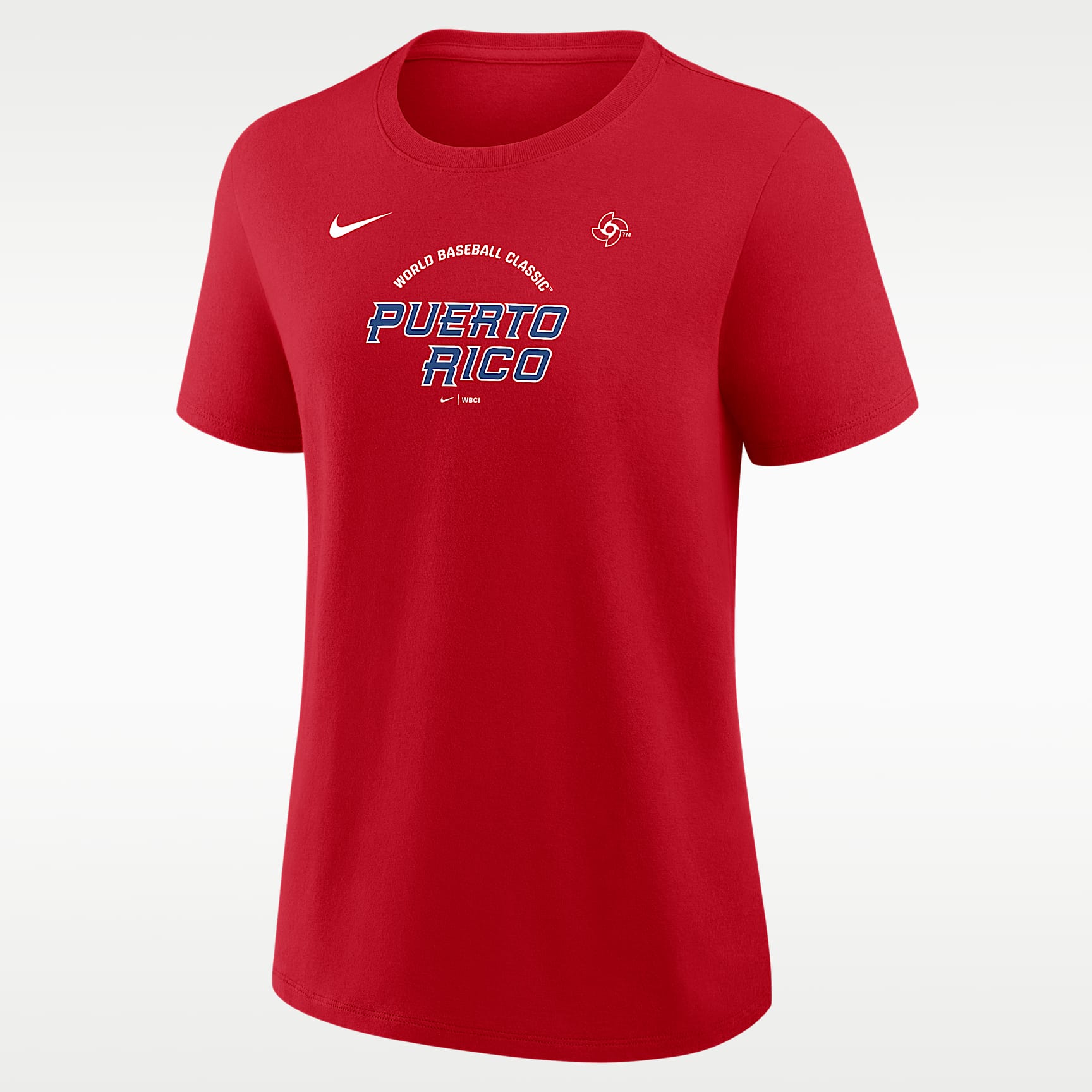 Playera Nike para mujer Puerto Rico National Baseball Team 2026 World Baseball Classic Script