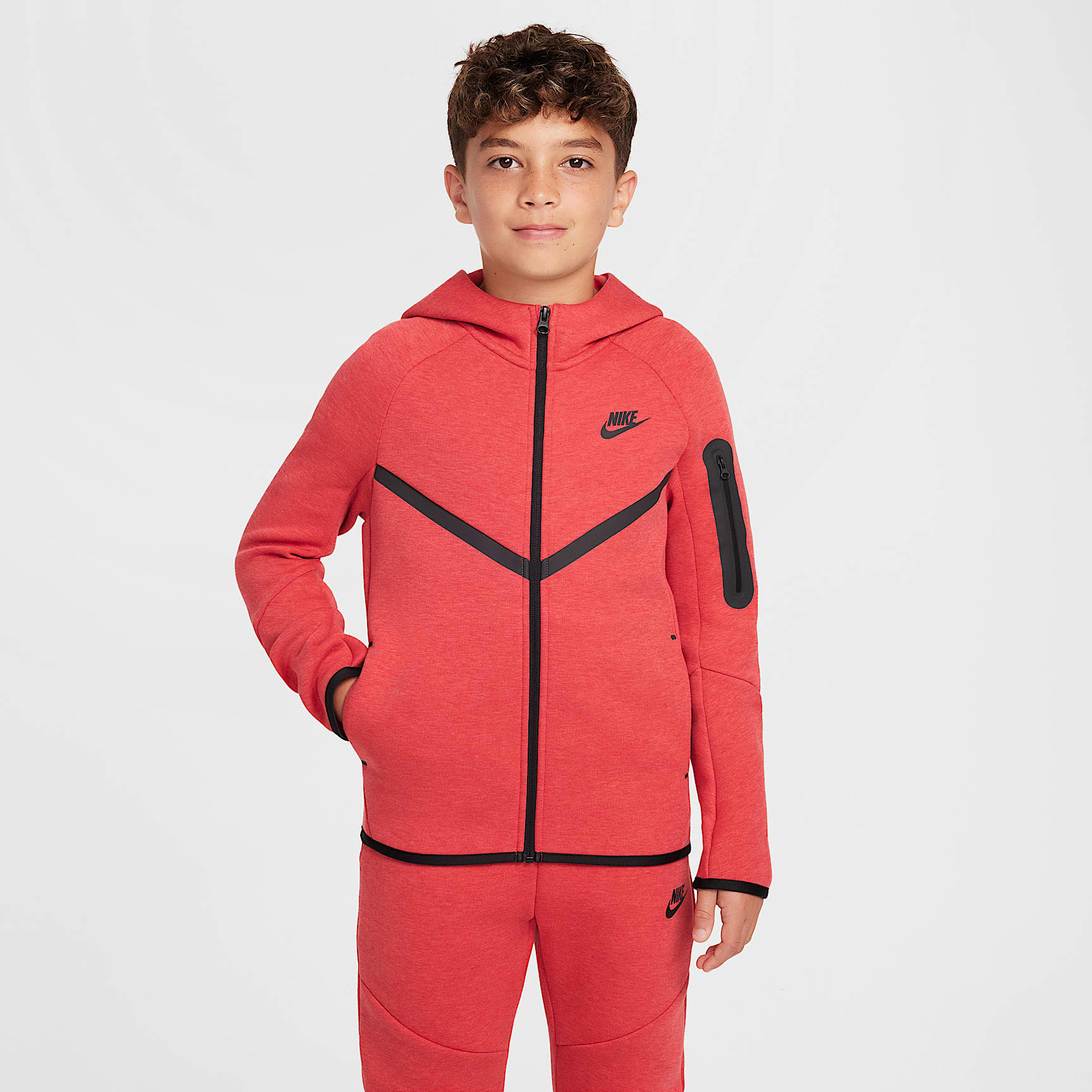 Sudadera con gorro con cierre completo para niños grandes Nike Sportswear Tech Fleece