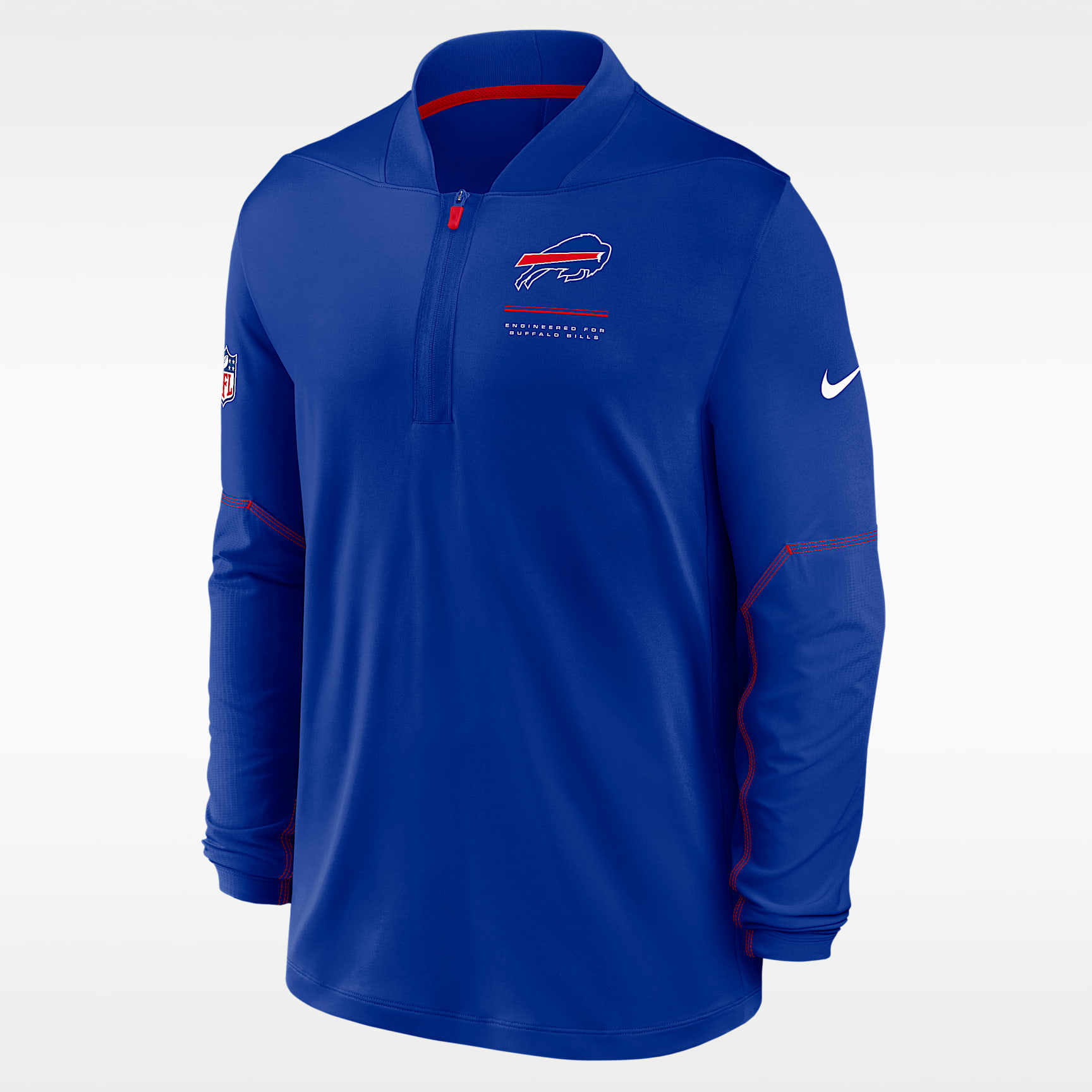 Playera Nike Dri-FIT de la NFL de medio cierre para hombre Buffalo Bills Sideline
