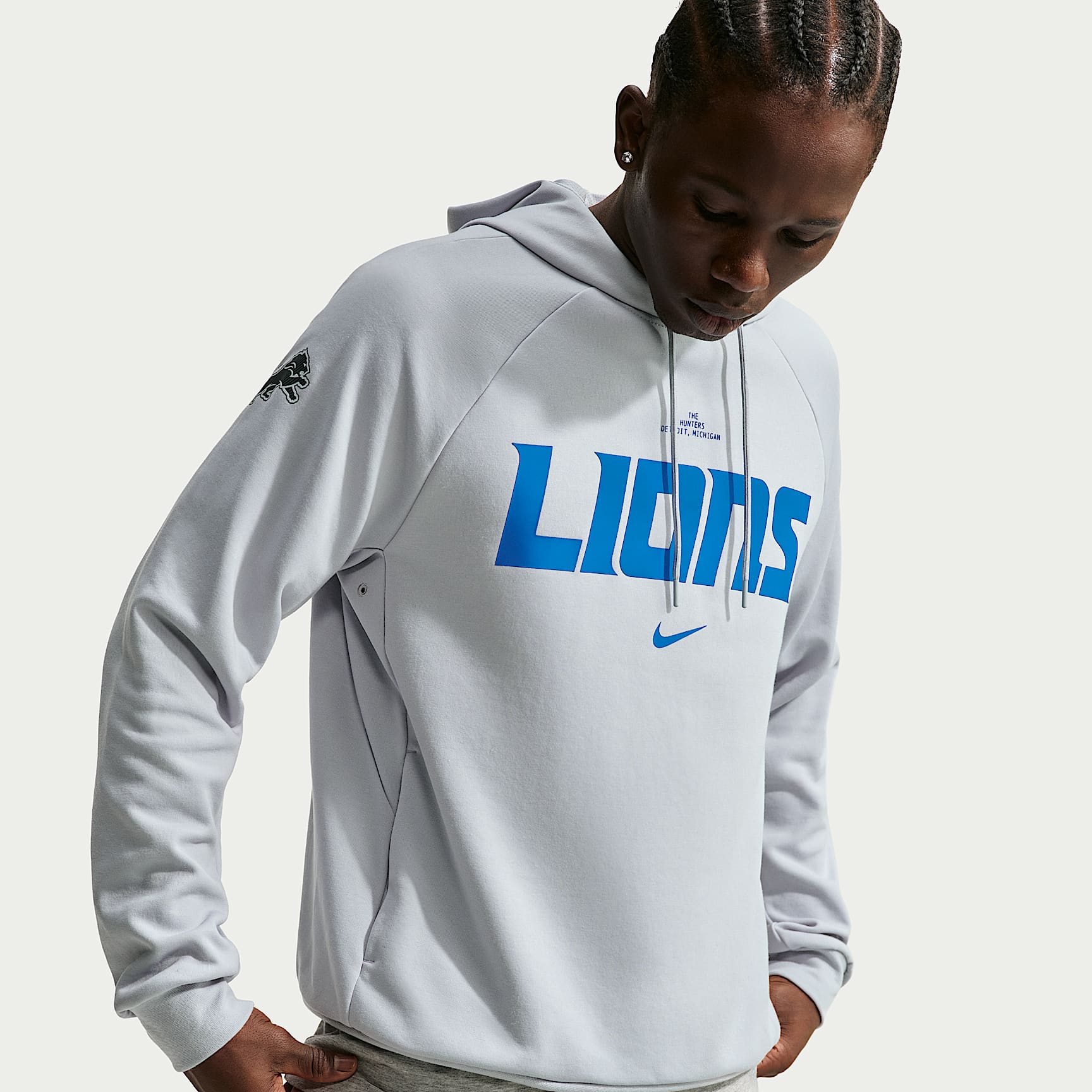 Sudadera con gorro sin cierre Nike Dri-FIT de la NFL para hombre Detroit Lions Rivalries Collection Primary