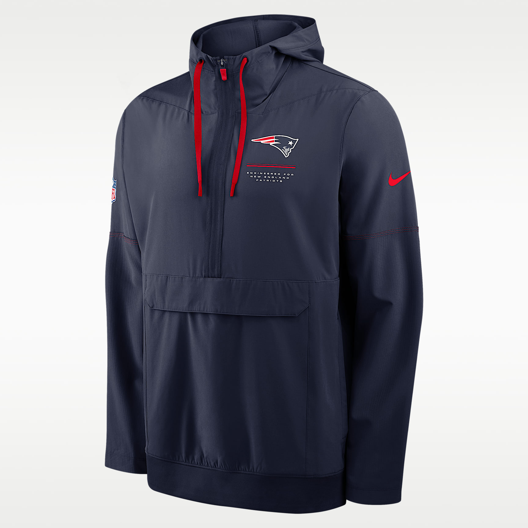Chamarra Nike de la NFL de medio cierre con gorro para hombre New England Patriots Sideline Anorak
