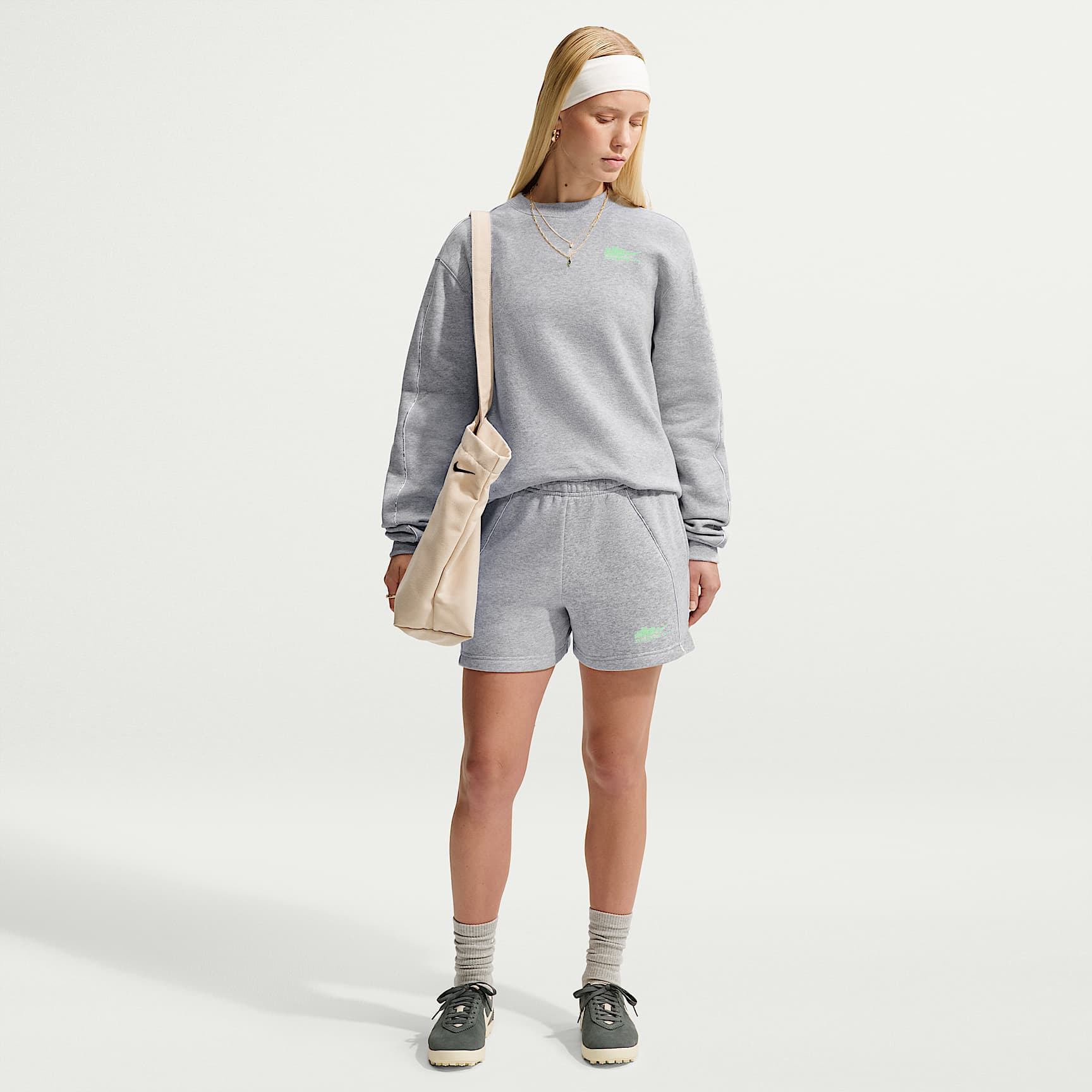 Nike Studio Fleece Medium Weight "Graphic Pack" Women's Mid-Rise "Nike Athletic Department" Shorts