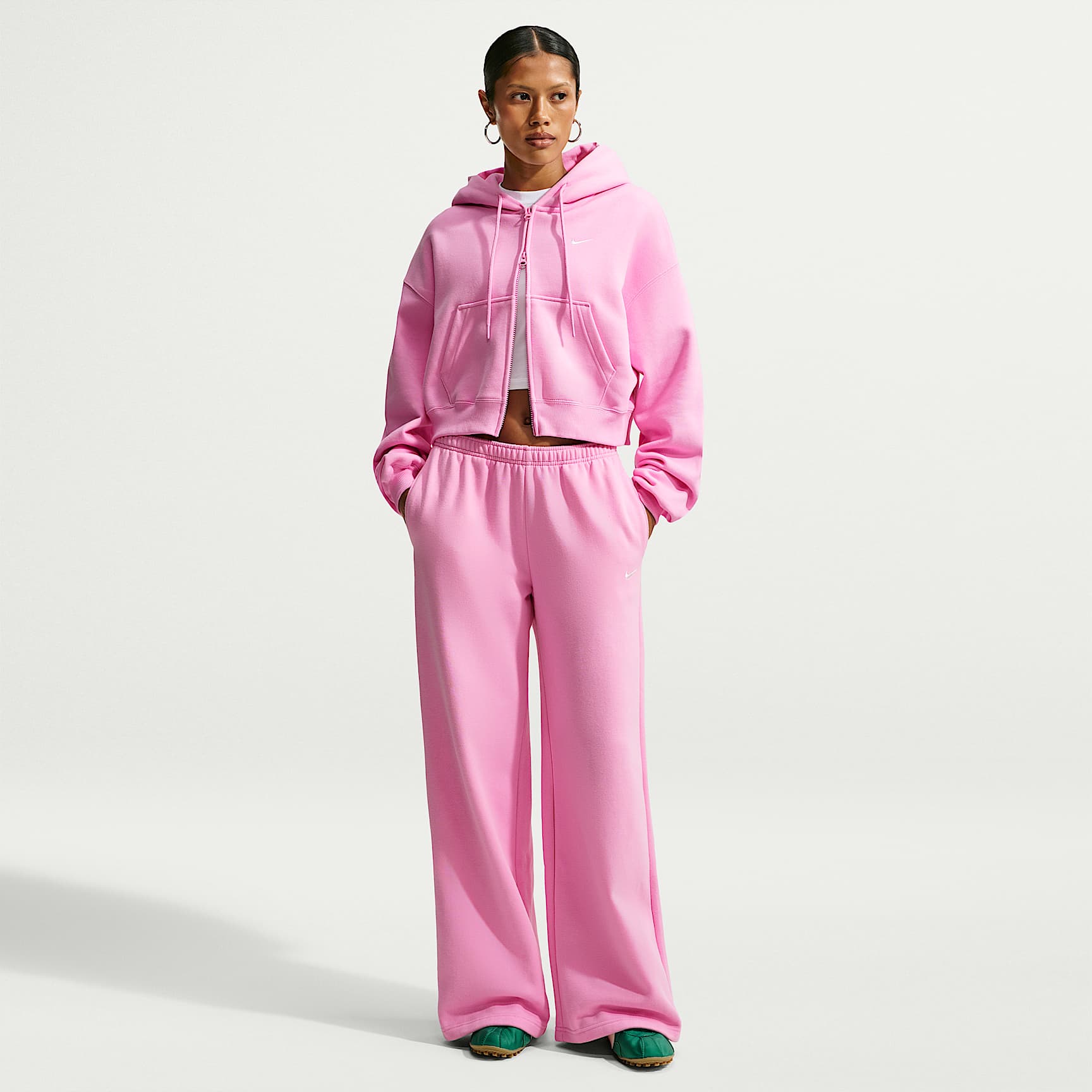 Nike Studio Fleece Medium Weight Women's Mid-Rise Wide-Leg Trousers