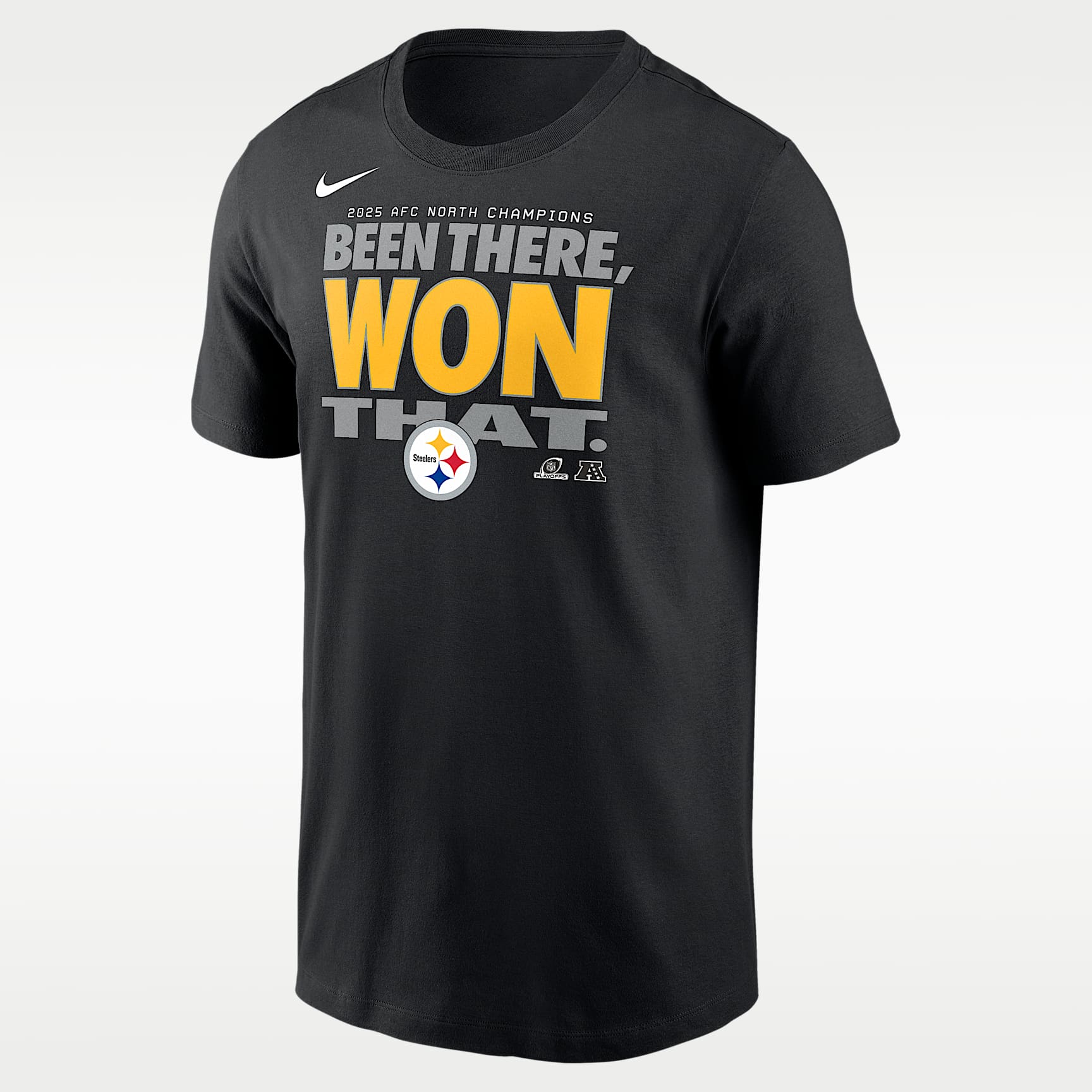 Pittsburgh Steelers 2025 AFC North Champions Trophy Collection Men's Nike NFL T-Shirt