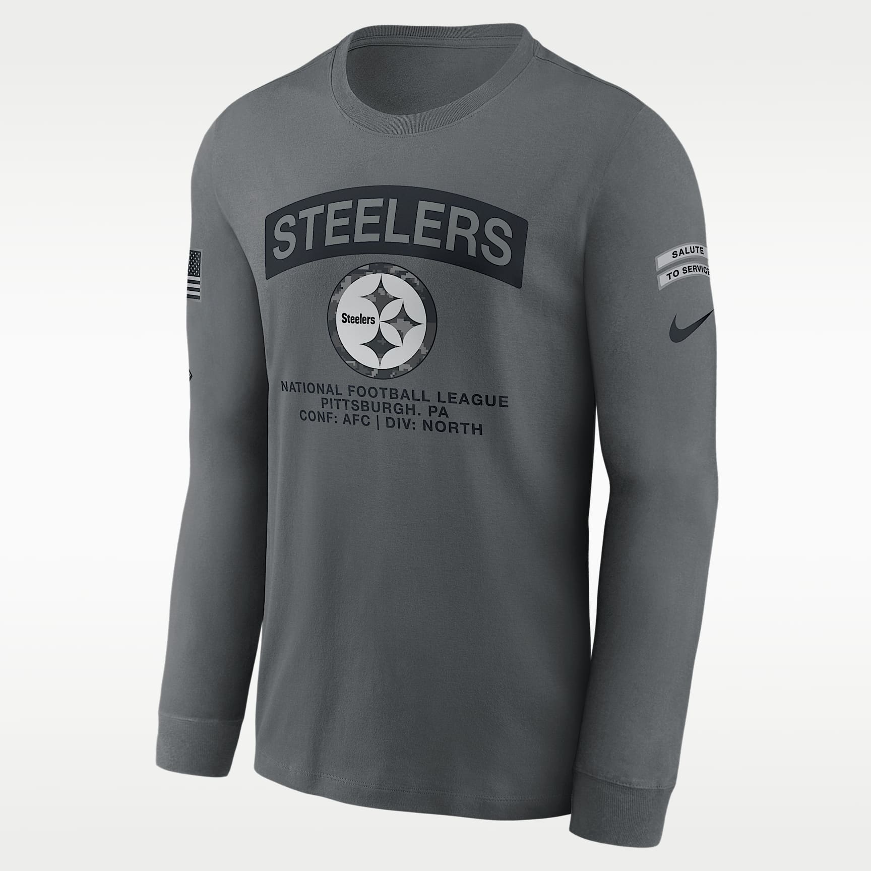 Playera de manga larga Nike de la NFL para hombre Pittsburgh Steelers Salute to Service
