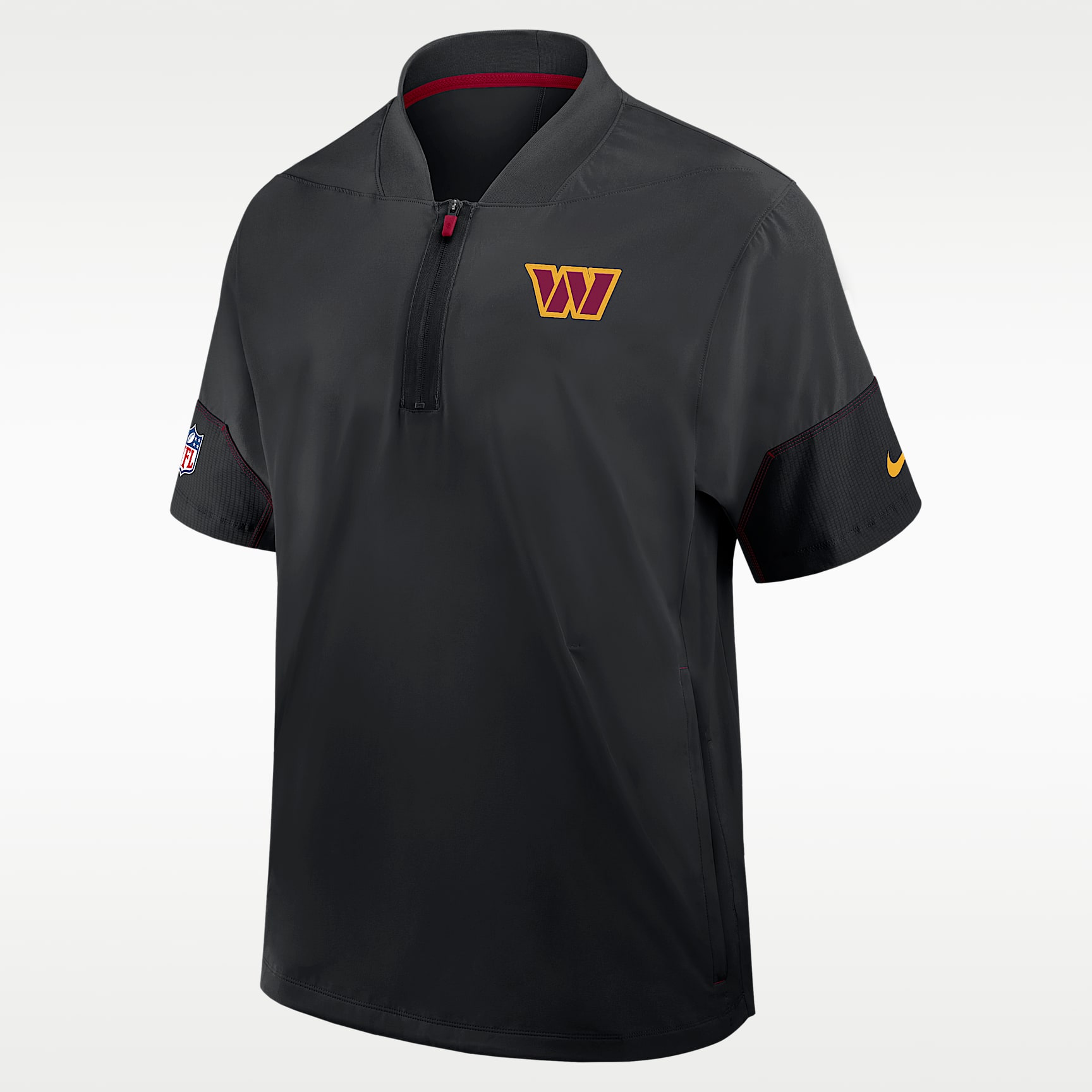 Chamarra de manga corta Nike de la NFL con gorro y medio cierre para hombre Washington Commanders Sideline Coach