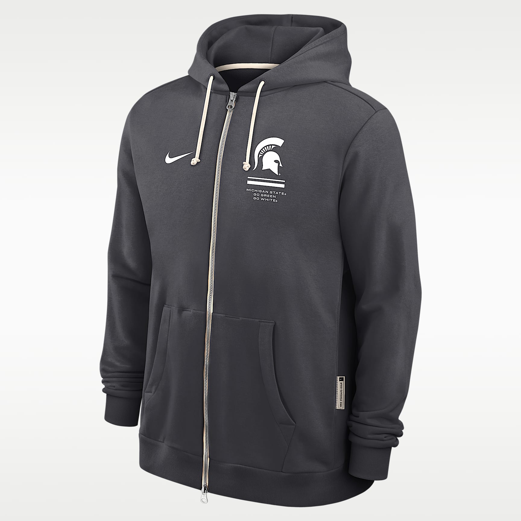 Sudadera con gorro universitaria Nike Dri-FIT de cierre completo para hombre Michigan State Sideline Standard Issue