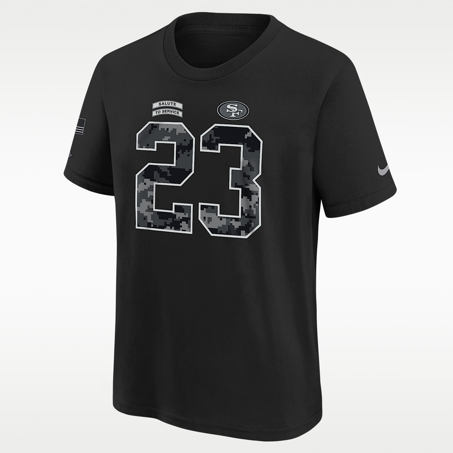 Christian McCaffrey San Francisco 49ers Salute to Service Big Kids' Nike NFL T-Shirt