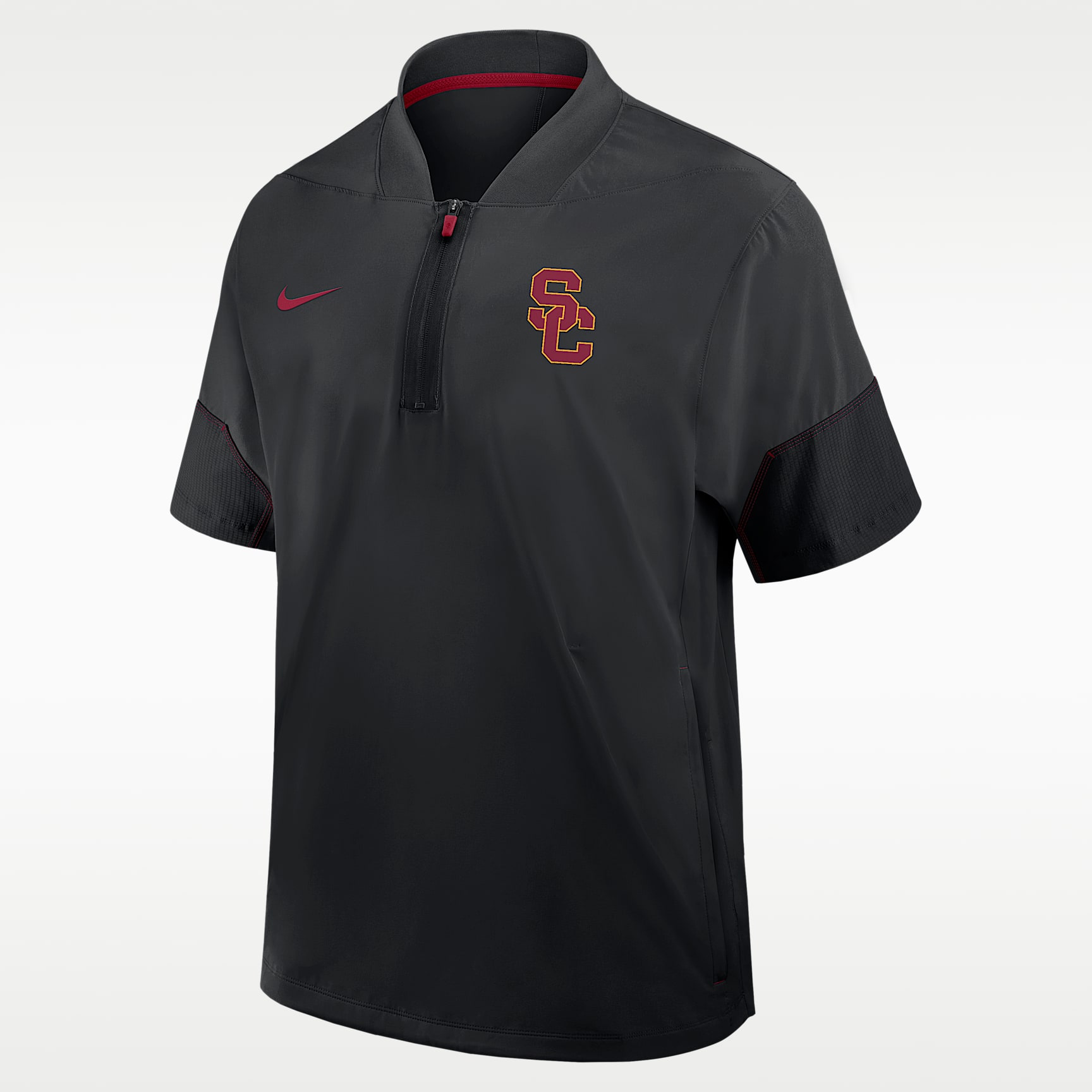 USC Sideline Coach Men's Nike College 1/2-Zip Short-Sleeve Hooded Jacket
