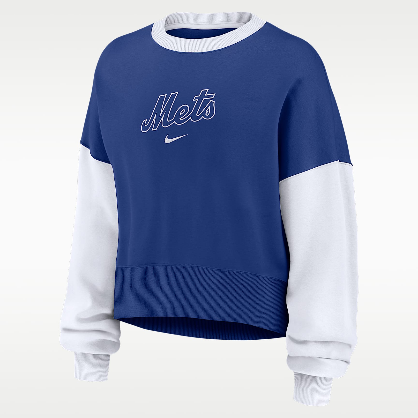 Sudadera de cuello redondo sin cierre Nike de la MLB para mujer New York Mets Primary