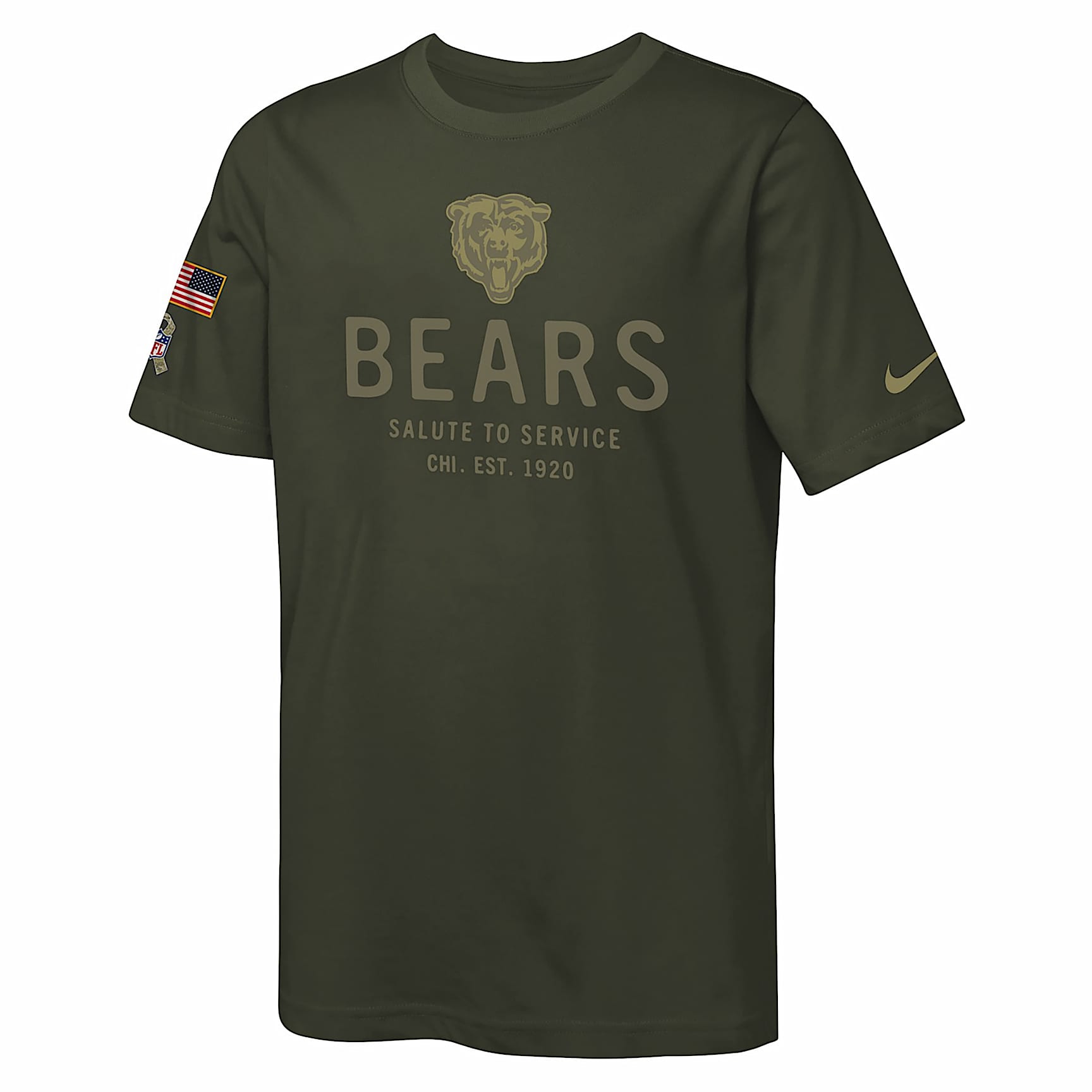 Chicago Bears Salute to Service Sideline Big Kids’ Nike Dri-FIT NFL T-Shirt