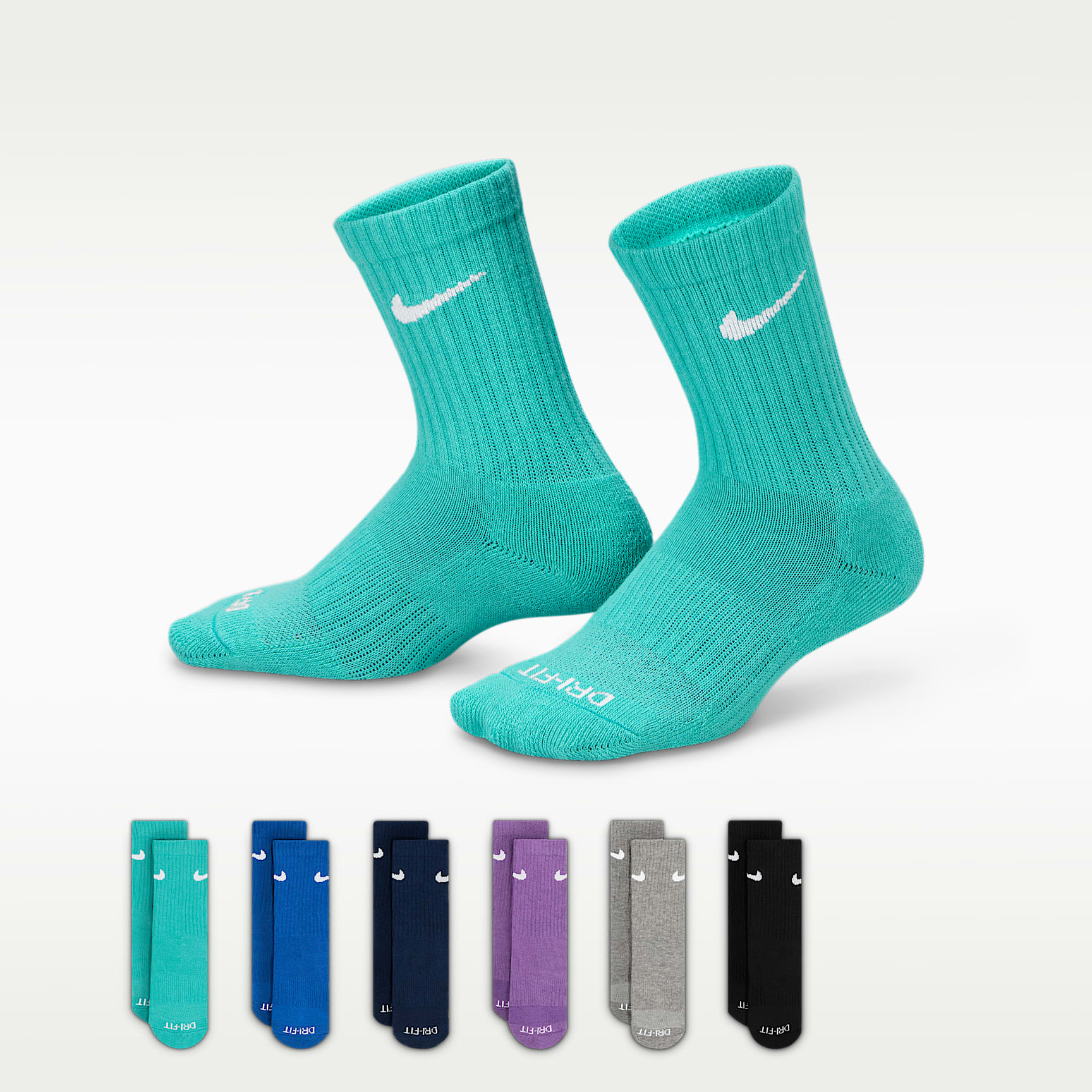Nike Dri-FIT Performance Basics Little Kids' Crew Socks (6 Pairs)