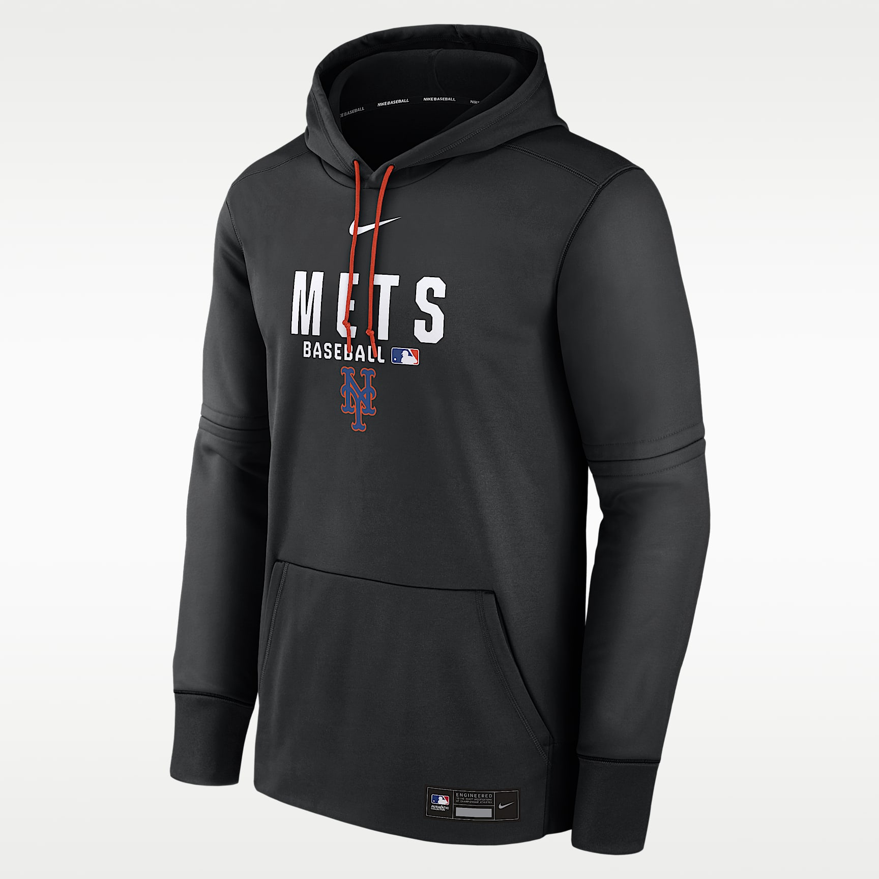 Sudadera con gorro sin cierre Nike Therma de la MLB para hombre New York Mets Authentic Collection