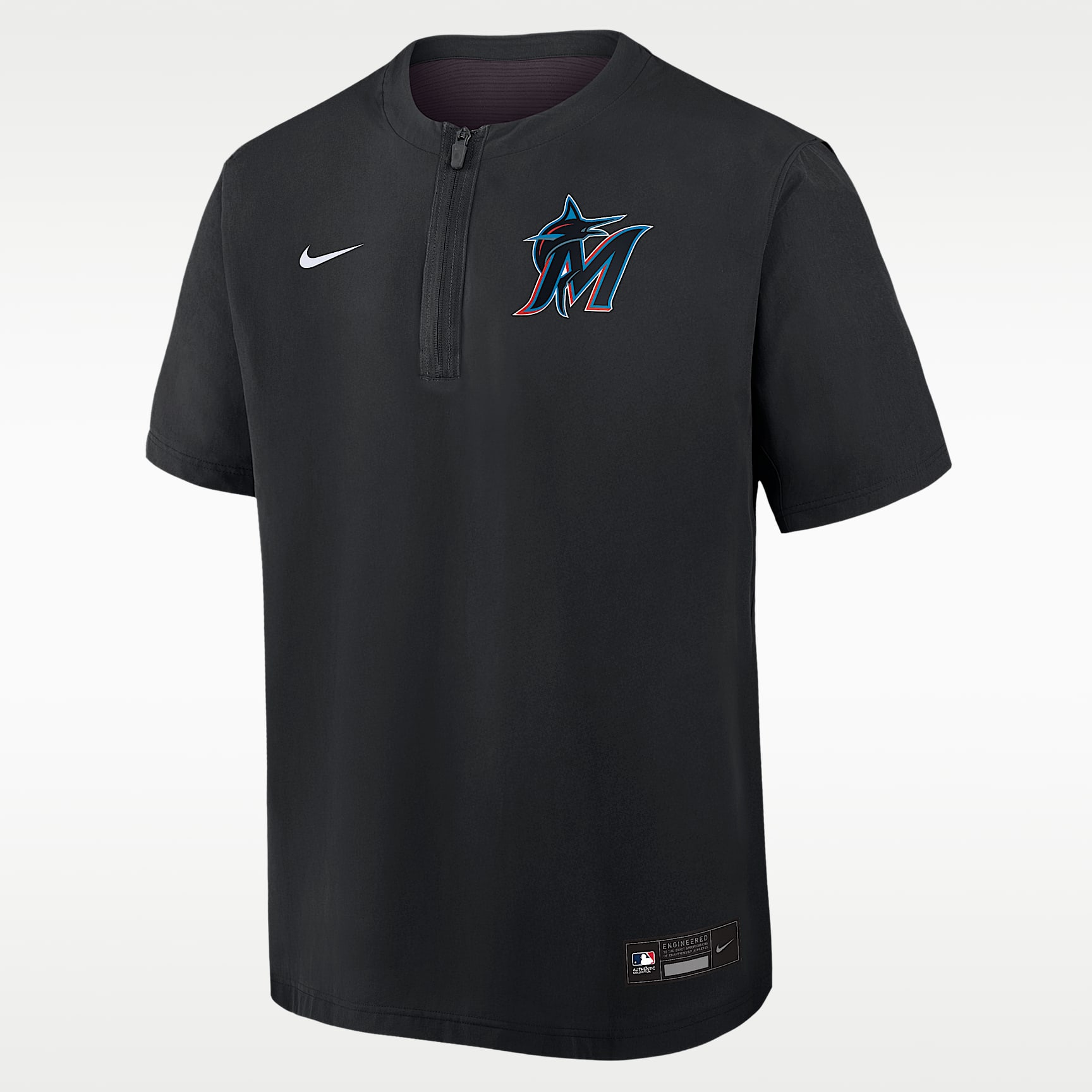 Miami Marlins Authentic Collection Men's Nike Dri-FIT MLB 1/4-Zip Short-Sleeve Windshirt