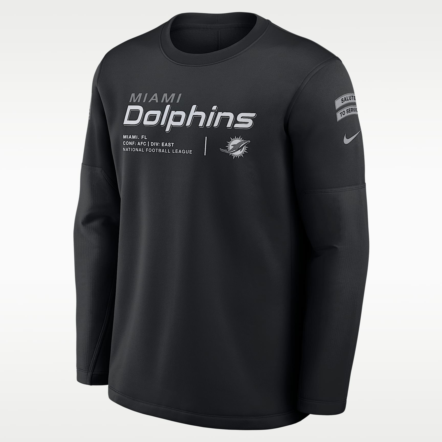 Miami Dolphins Salute to Service Sideline Coaches Men's Nike NFL Pullover Crew