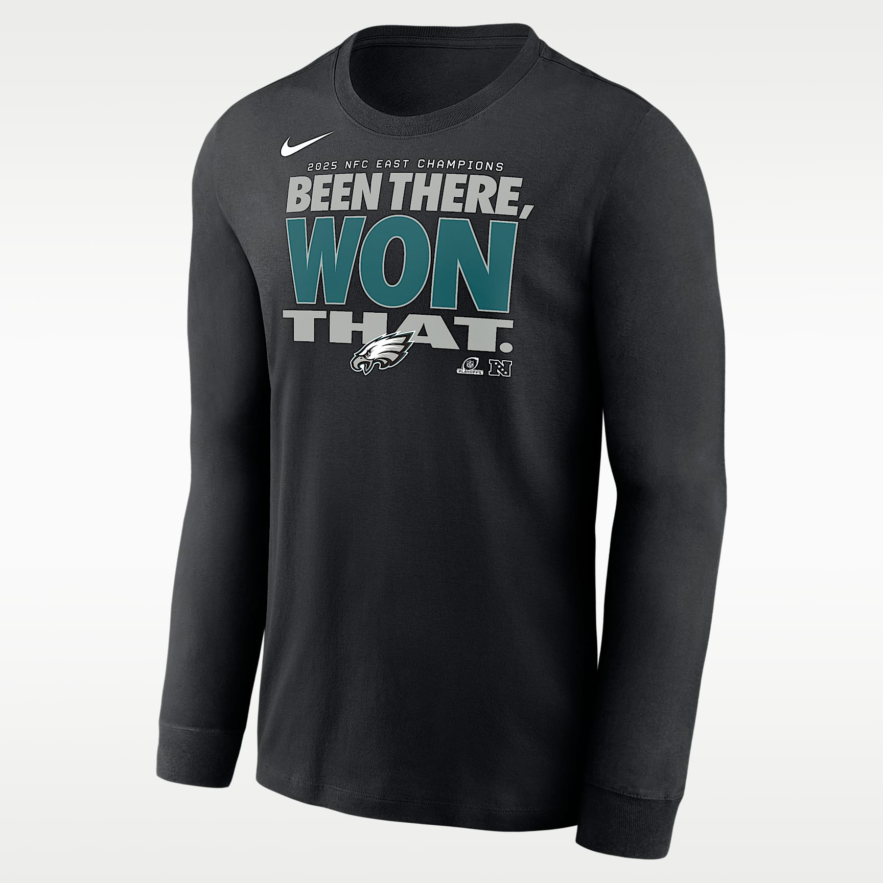 Philadelphia Eagles 2025 NFC East Champions Trophy Collection Men's Nike NFL Long-Sleeve T-Shirt