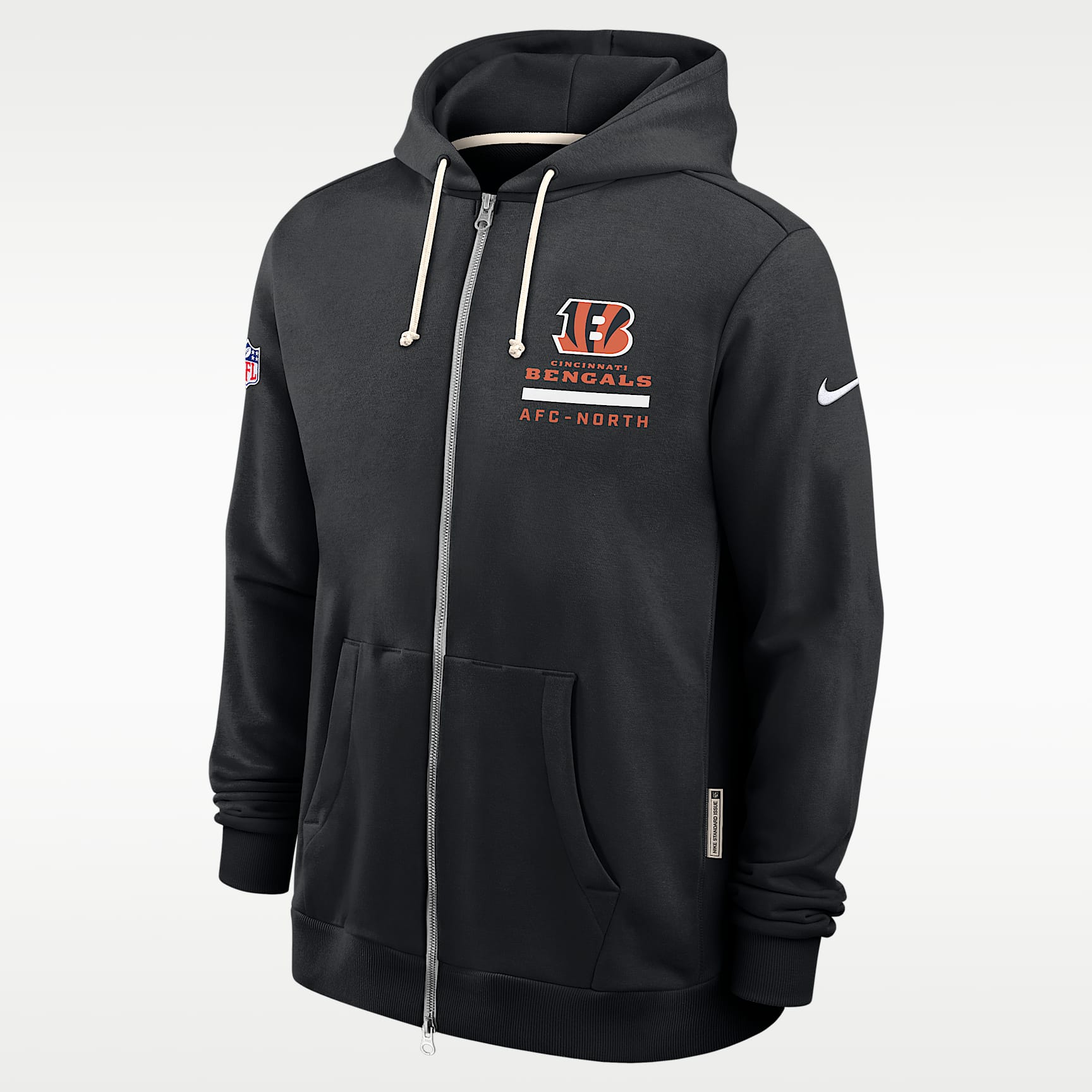 Sudadera con gorro Nike Dri-FIT de la NFL de cierre completo para hombre Cincinnati Bengals Utility Player Sideline