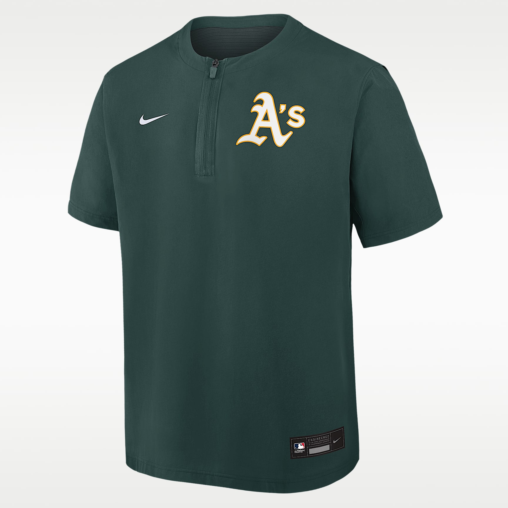 Athletics Authentic Collection Men's Nike Dri-FIT MLB 1/4-Zip Short-Sleeve Windshirt