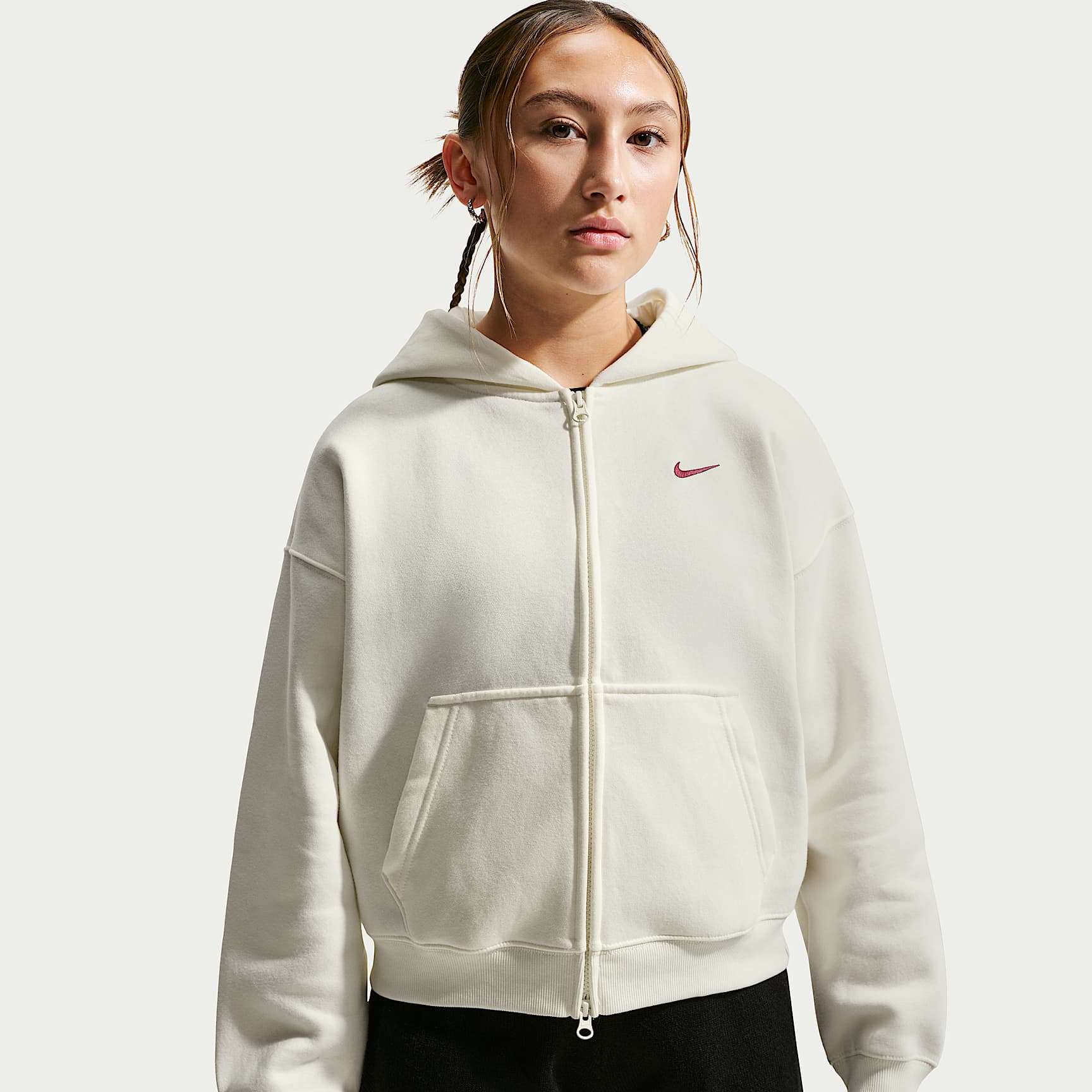 Sweat oversize à capuche et zip Nike Sportswear Studio Fleece pour ado (fille)
