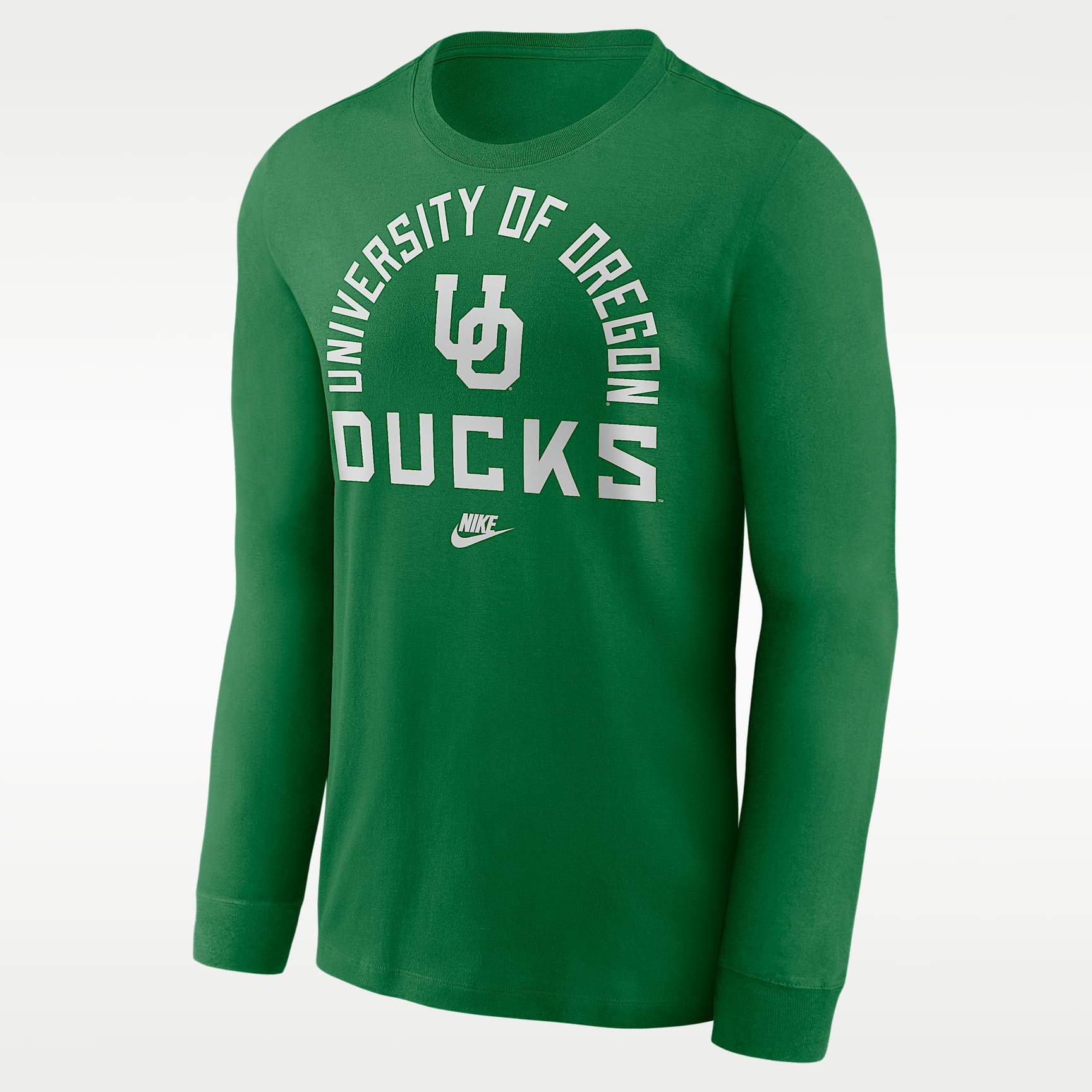 Playera de manga larga universitaria Nike para hombre Oregon Legacy Arched Logo