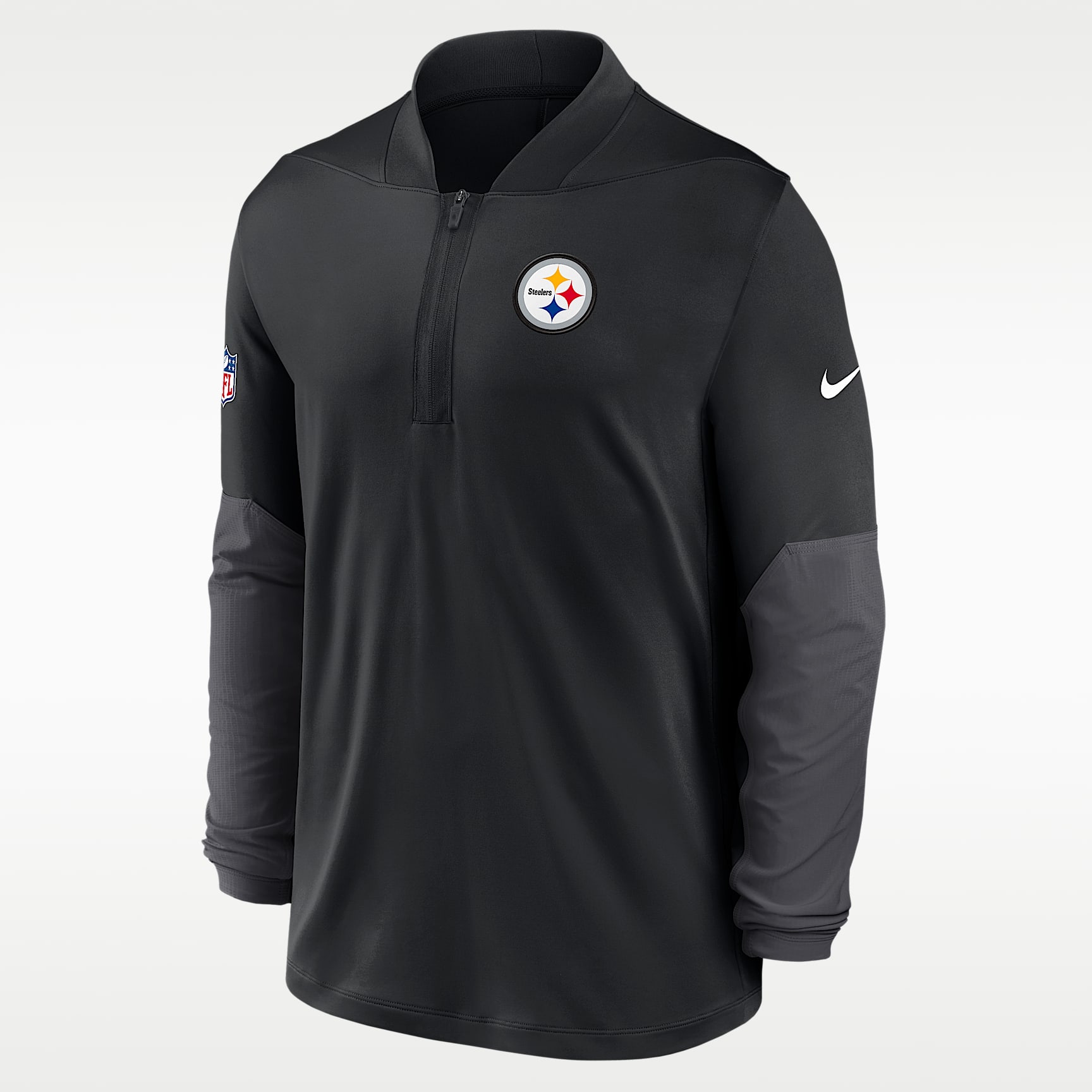 Playera Nike Dri-FIT de la NFL de medio cierre para hombre Pittsburgh Steelers Feel the Pressure