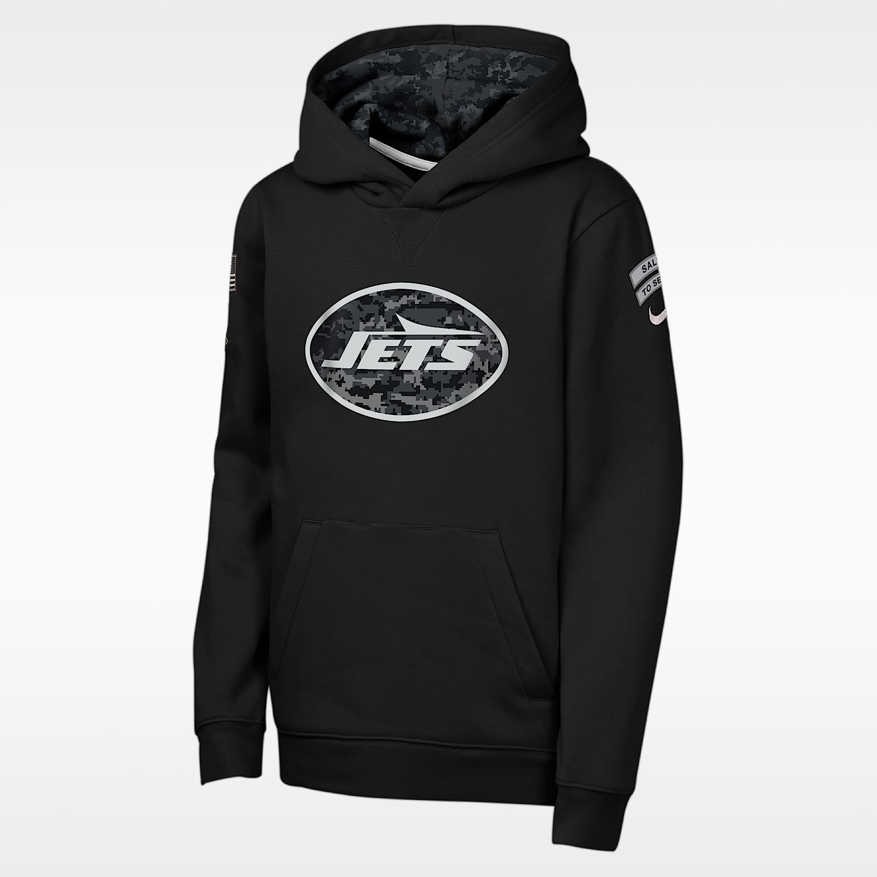 Sudadera con gorro sin cierre Nike de la NFL para niños talla grande New York Jets Salute to Service Sideline Club