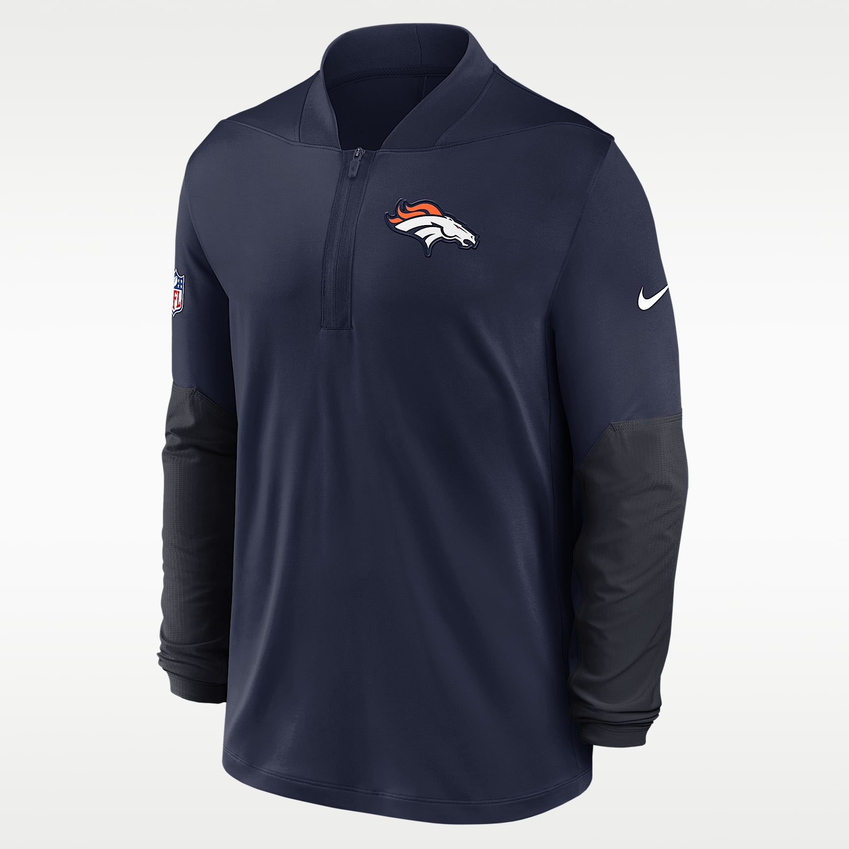 Denver Broncos Feel The Pressure Men's Nike Dri-FIT NFL 1/2-Zip Top