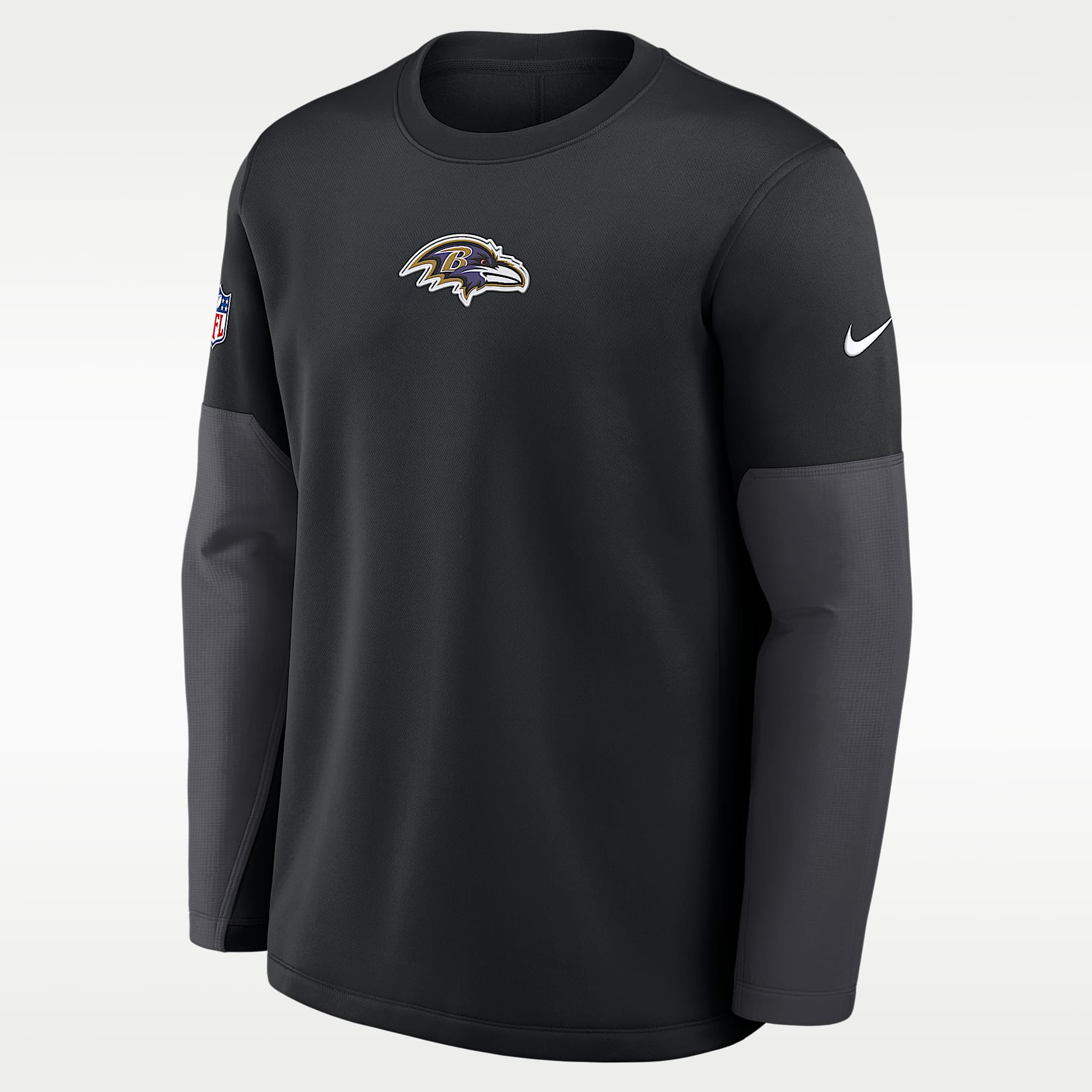 Playera de manga larga Nike Therma-FIT de la NFL para hombre Baltimore Ravens Scripted To Win Sideline Coach