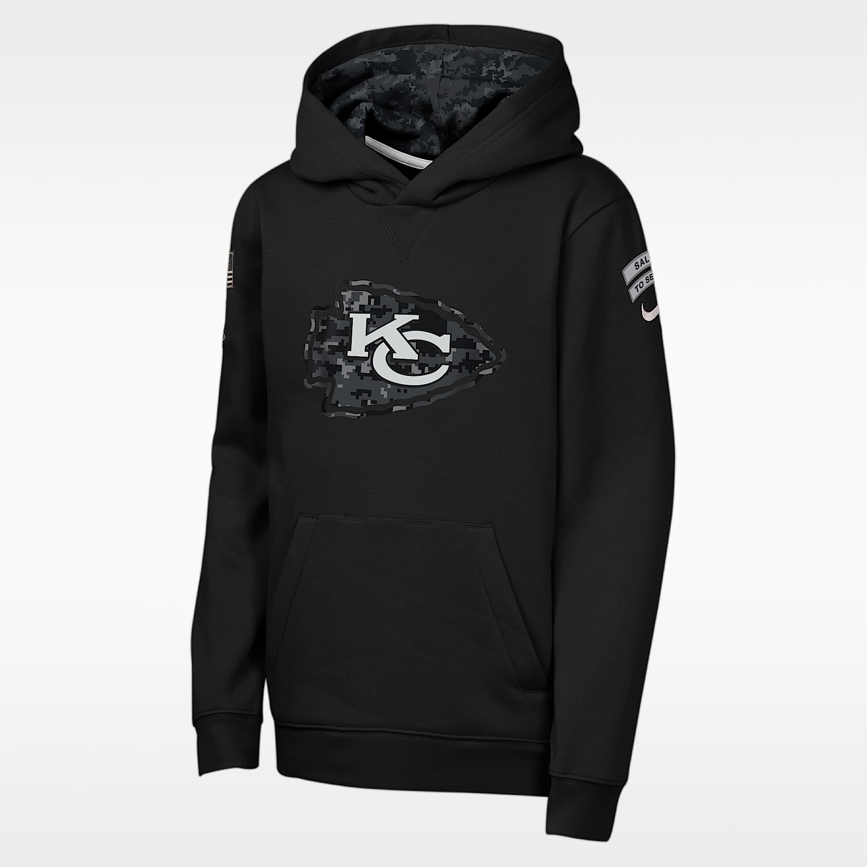 Sudadera con gorro sin cierre Nike de la NFL para niños talla grande Kansas City Chiefs Salute to Service Sideline Club