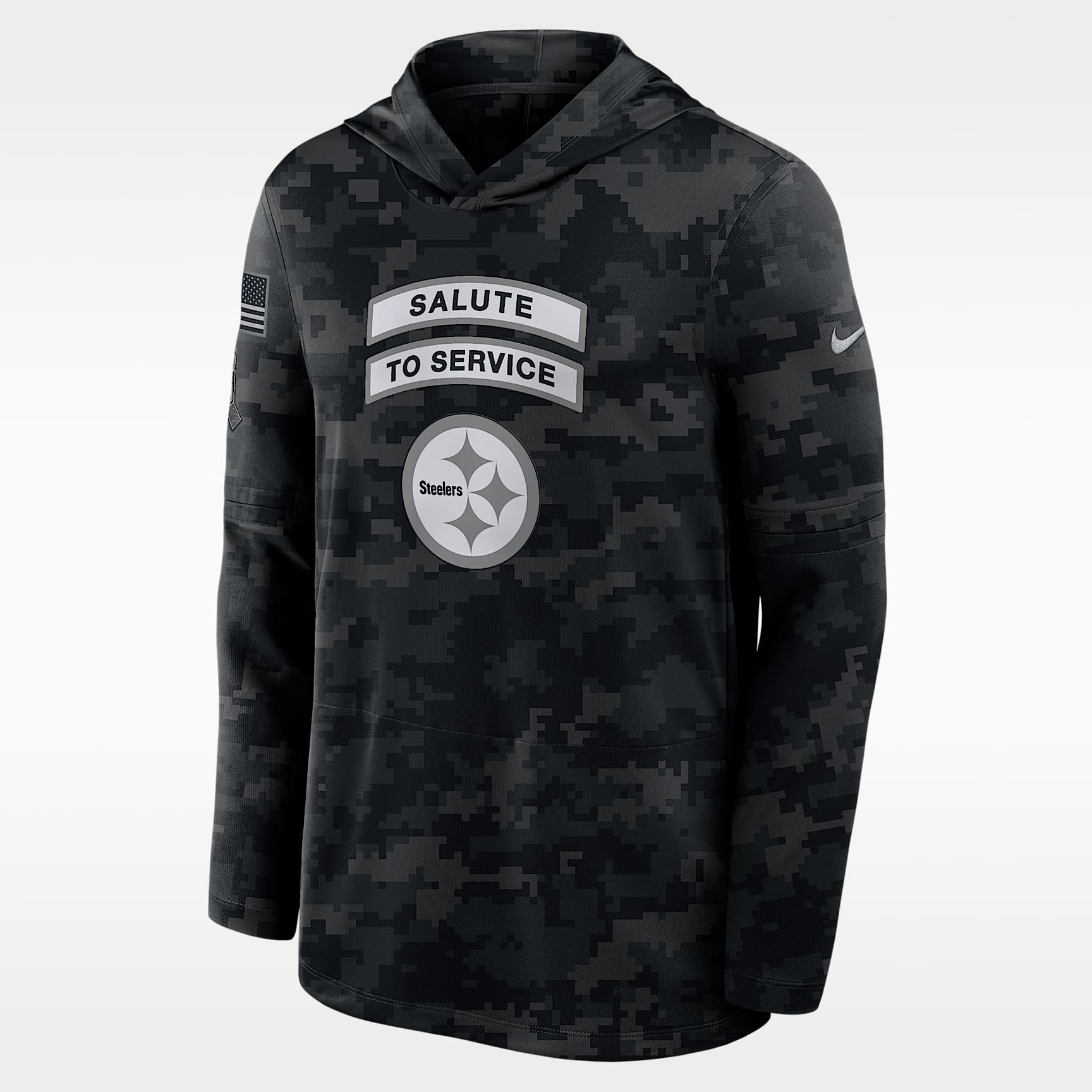 Playera con gorro de manga larga Nike Dri-FIT de la NFL para hombre Pittsburgh Steelers Salute to Service Sideline