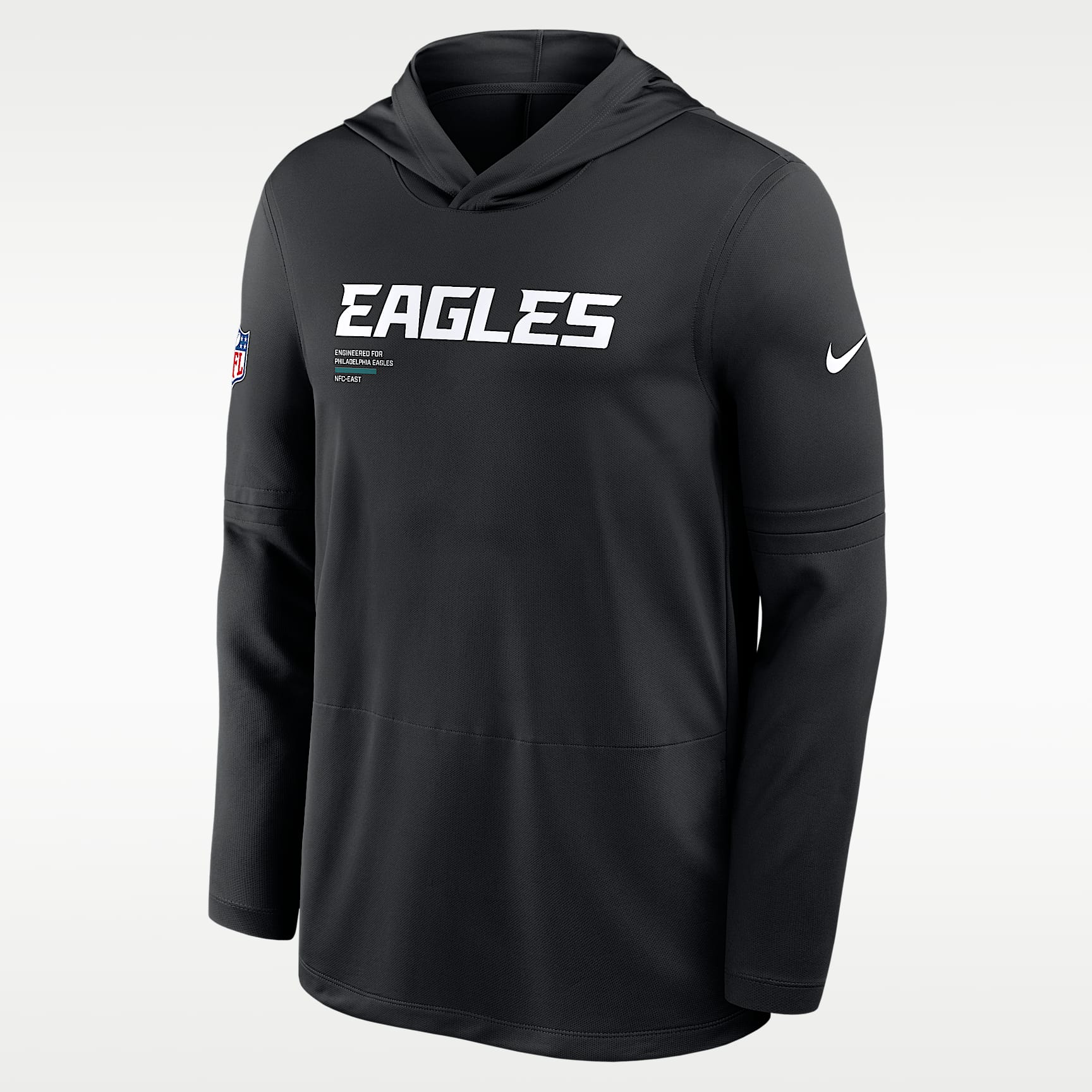 Playera de manga larga Nike Dri-FIT de la NFL con gorro para hombre Philadelphia Eagles Pure Fury Sideline