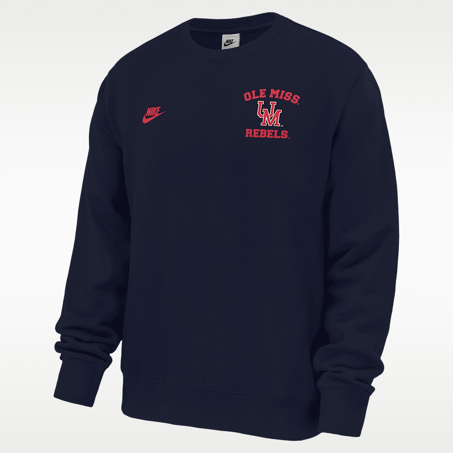 Ole Miss Rebels Club Men's Nike Football Fleece Crew-Neck Sweatshirt