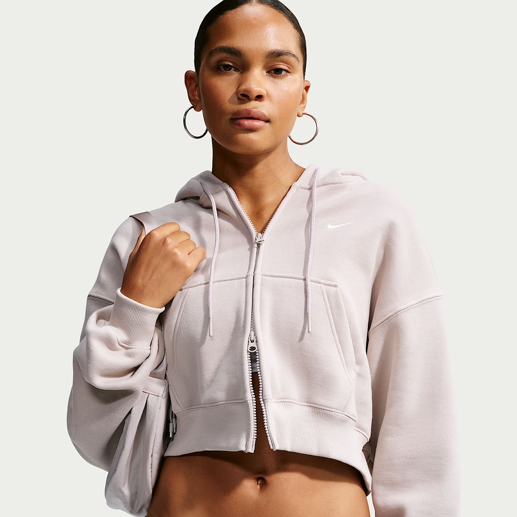 Nike Studio Fleece Medium Weight Women's Oversized Full-Zip Cropped Hoodie